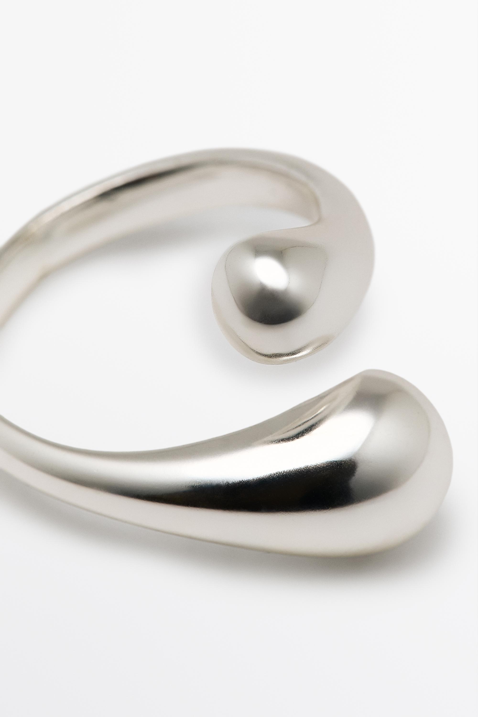 Double teardrop ring — SILVER