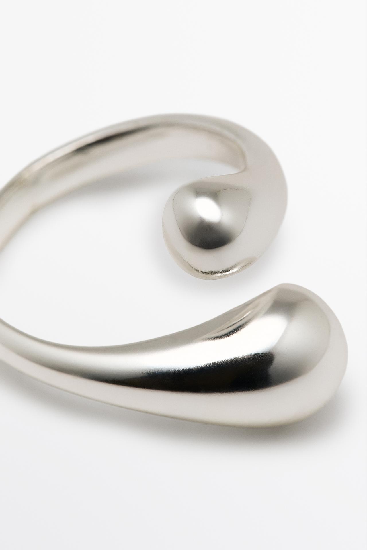 Double teardrop ring — SILVER