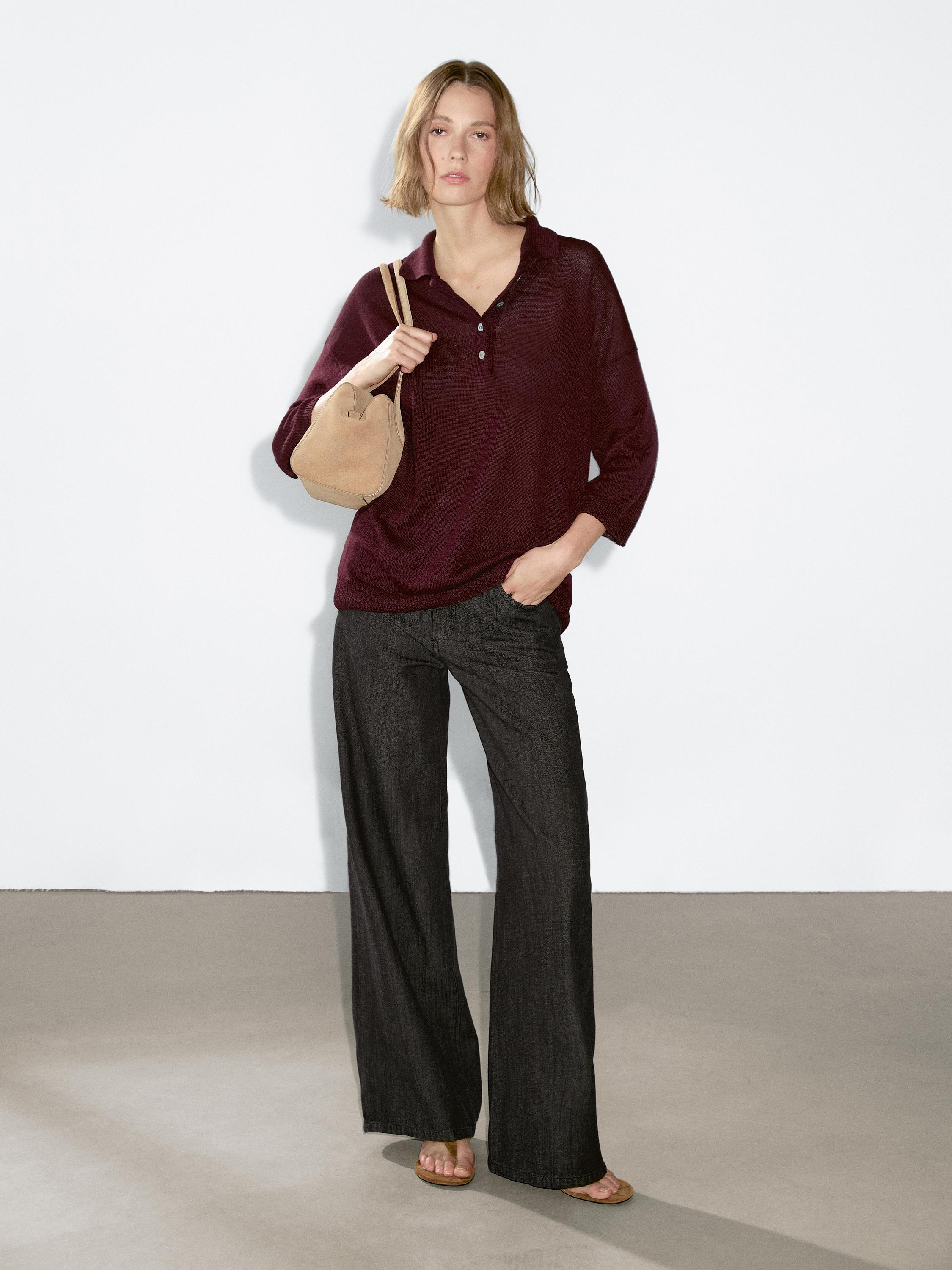 Pull en maille oversize à col polo