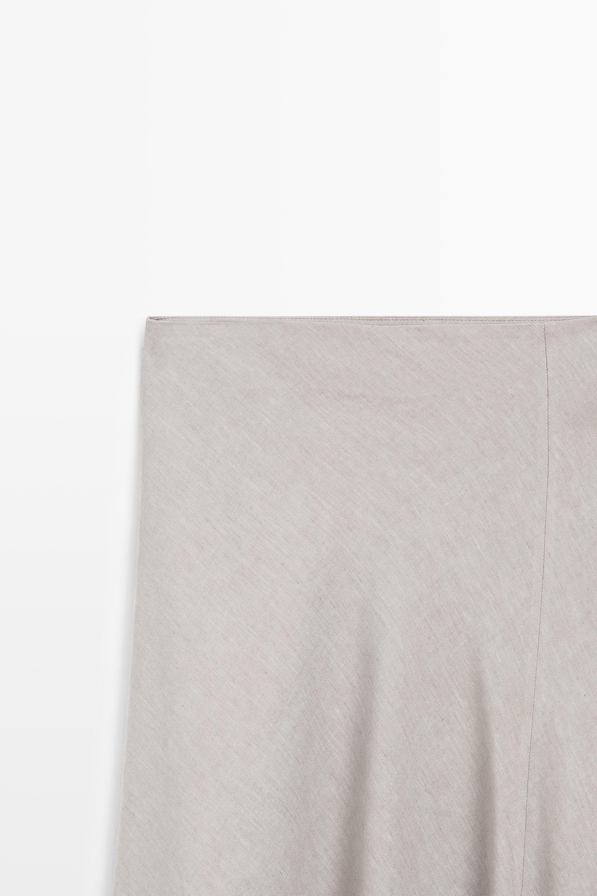 STUDIO Linen Blend Flounce Skirt — STONE
