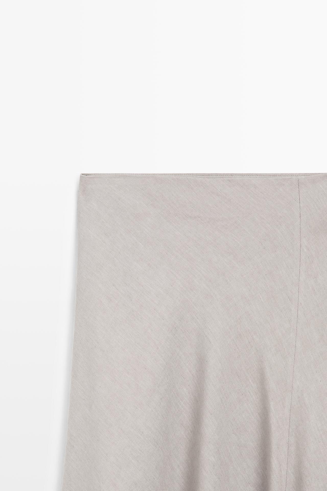 STUDIO Linen Blend Flounce Skirt — STONE