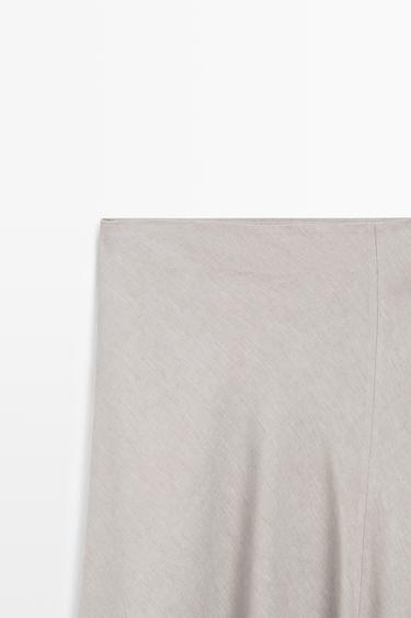 STUDIO Linen Blend Flounce Skirt — STONE 4