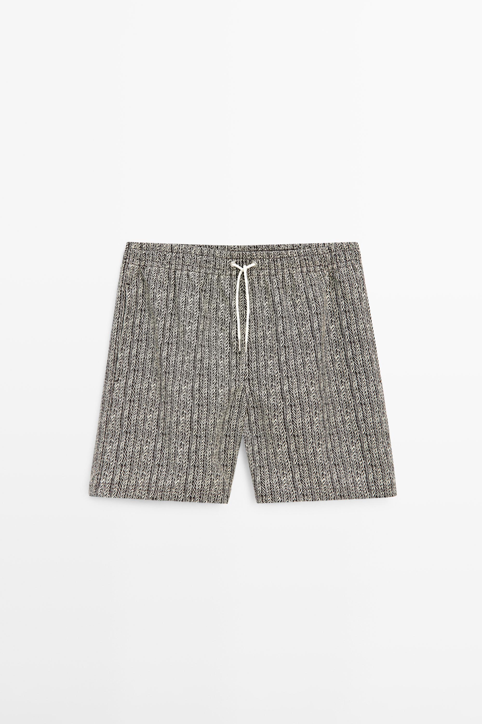 Herringbone print swimsuit — BROWN