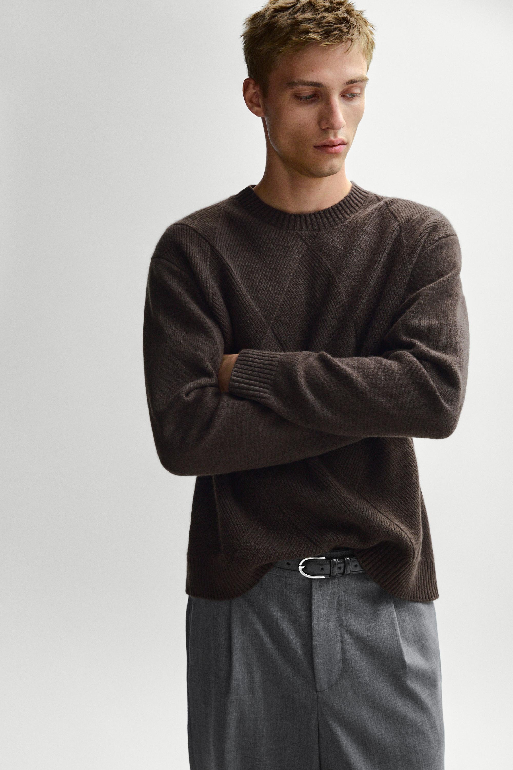 Cashmere and wool blend crew neck sweater — KHAKI GREEN