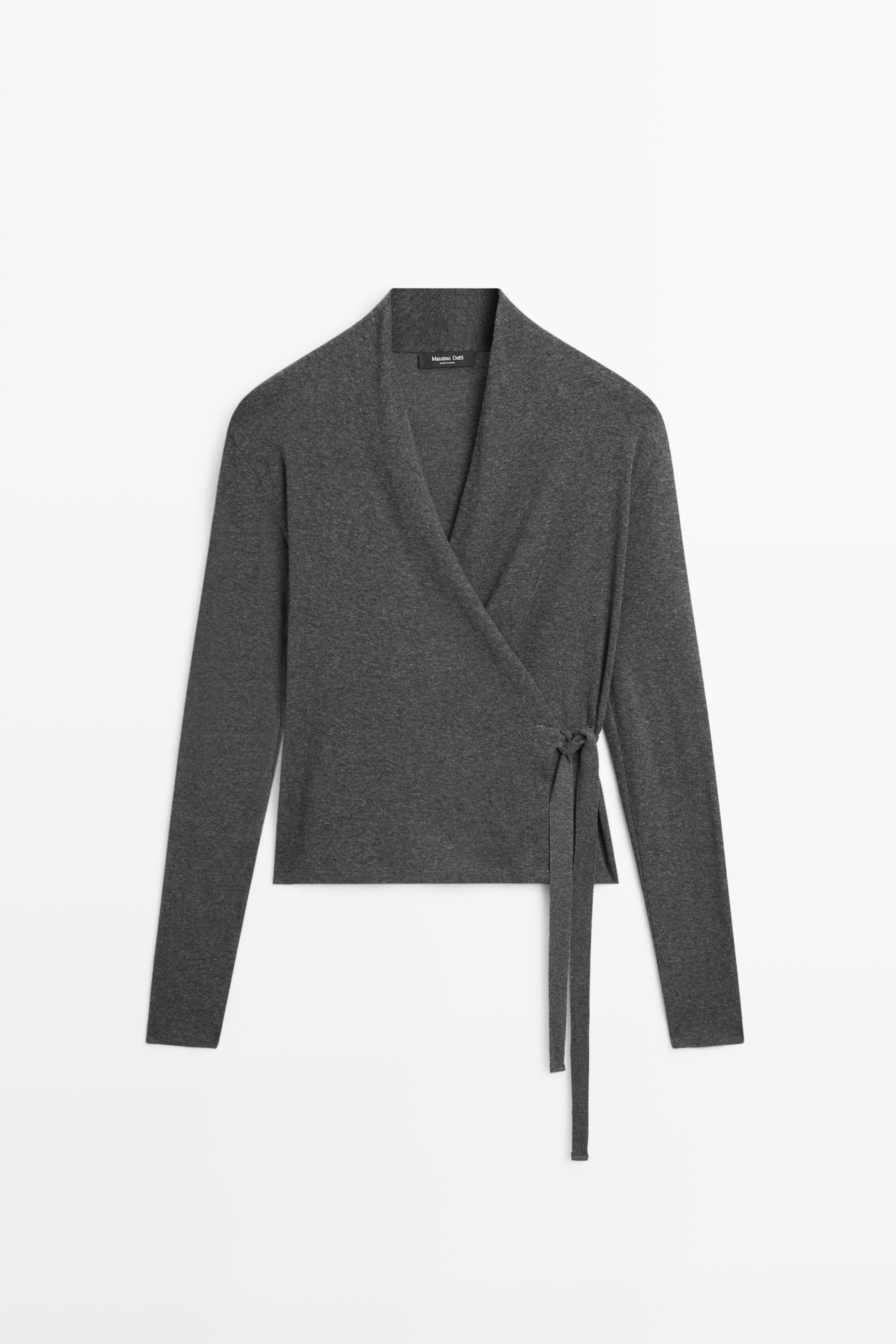 Cotton cashmere wrap cardigan