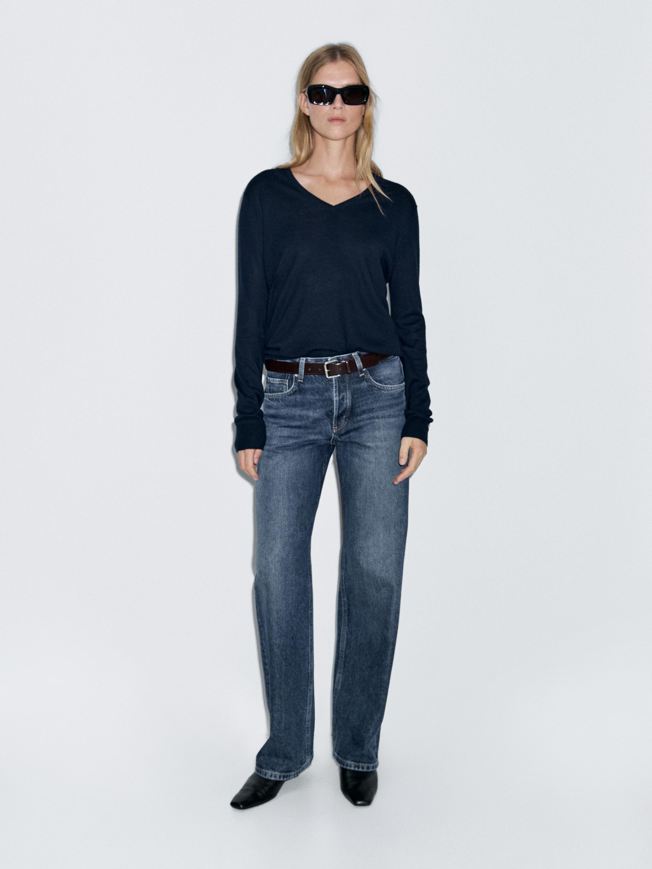 Mid-rise wide-leg jeans