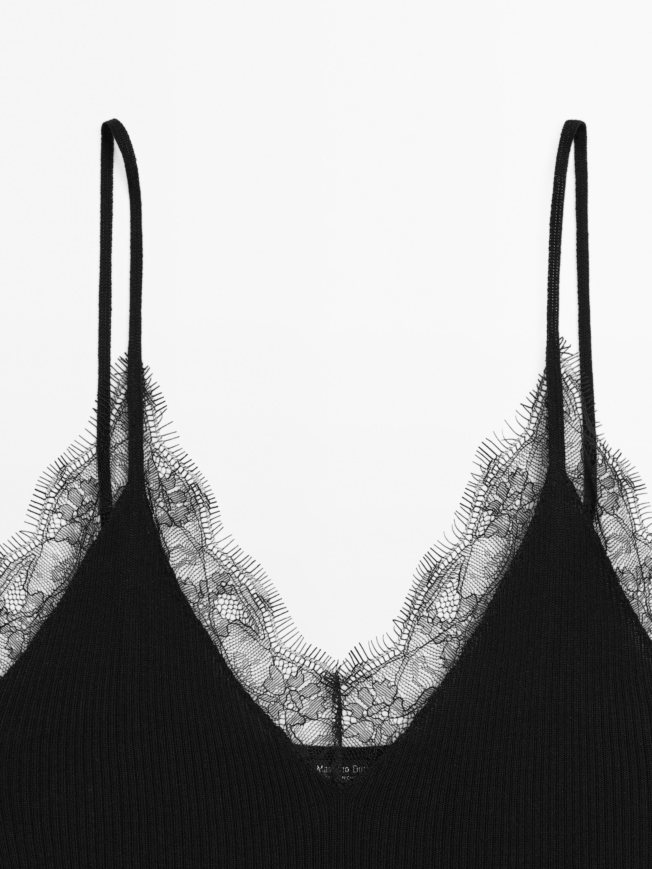 Lace-trimmed camisole top