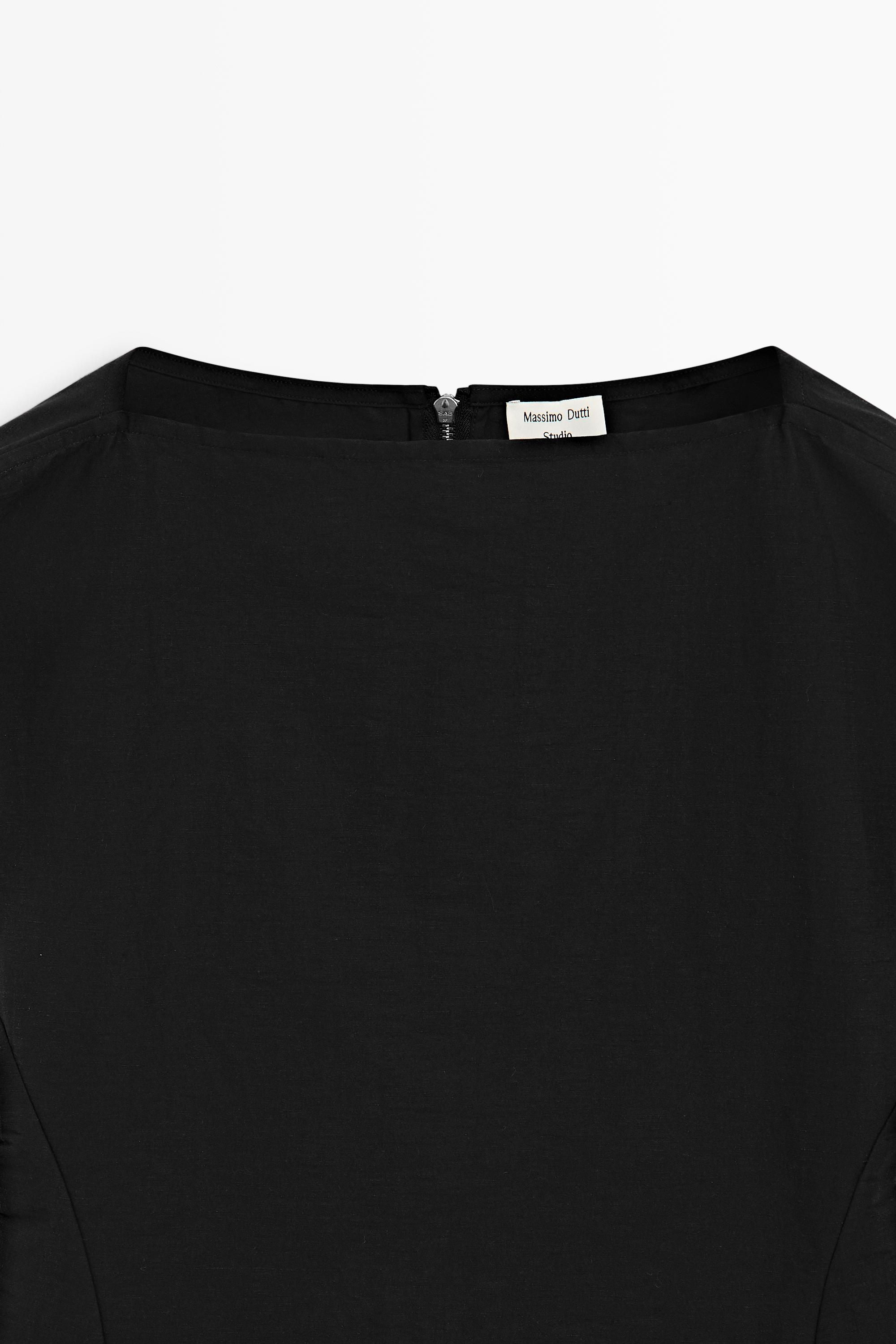 Fitted zip-detail top - STUDIO — BLACK
