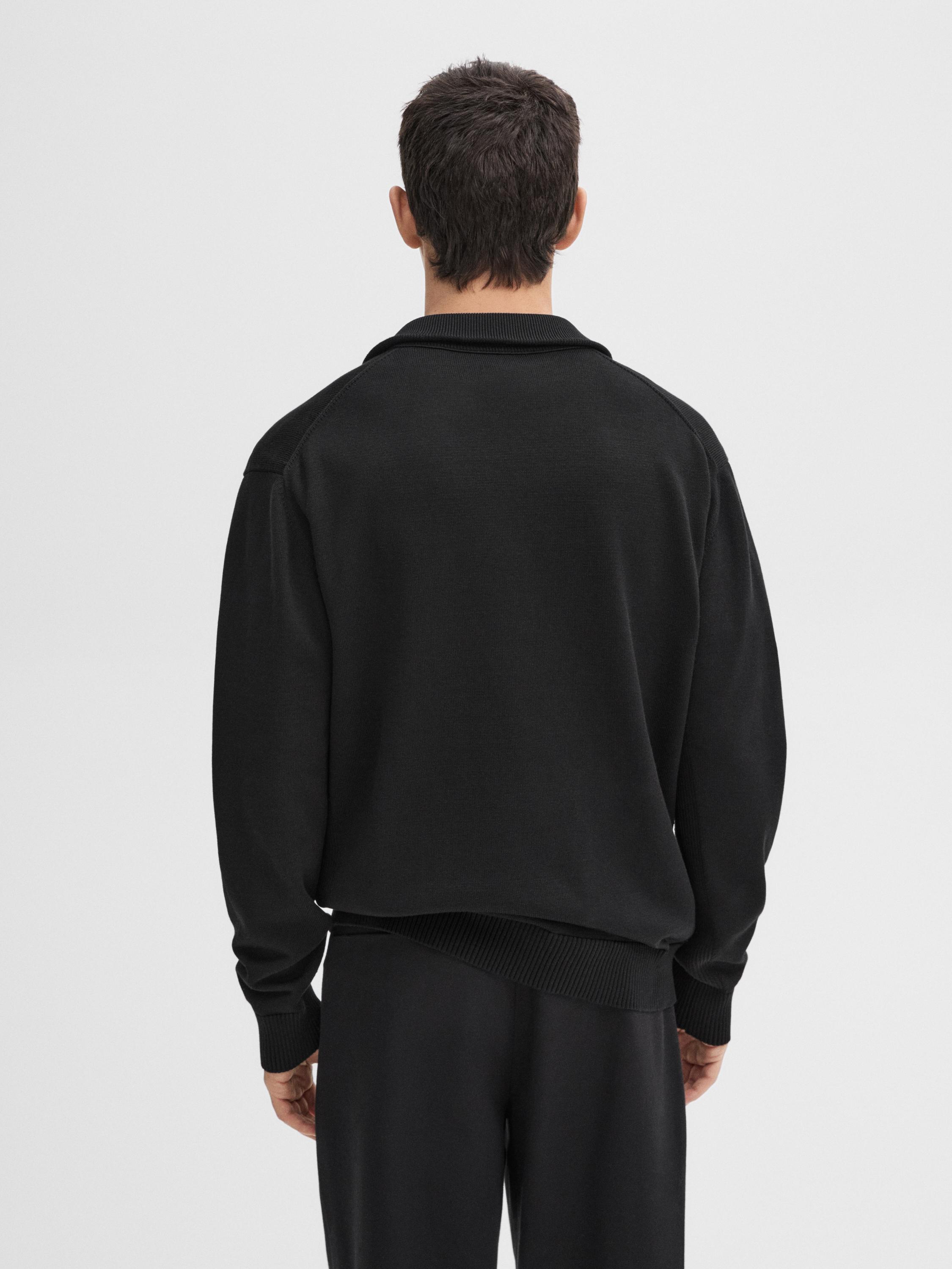 Cotton mock neck knit sweater with zip