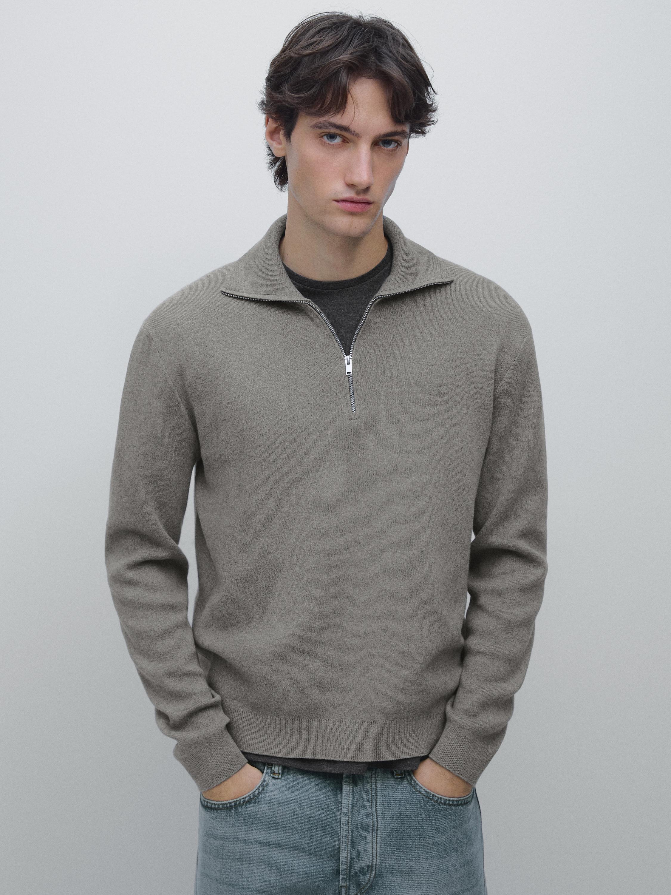 Knit 100% cotton quarter-zip sweater