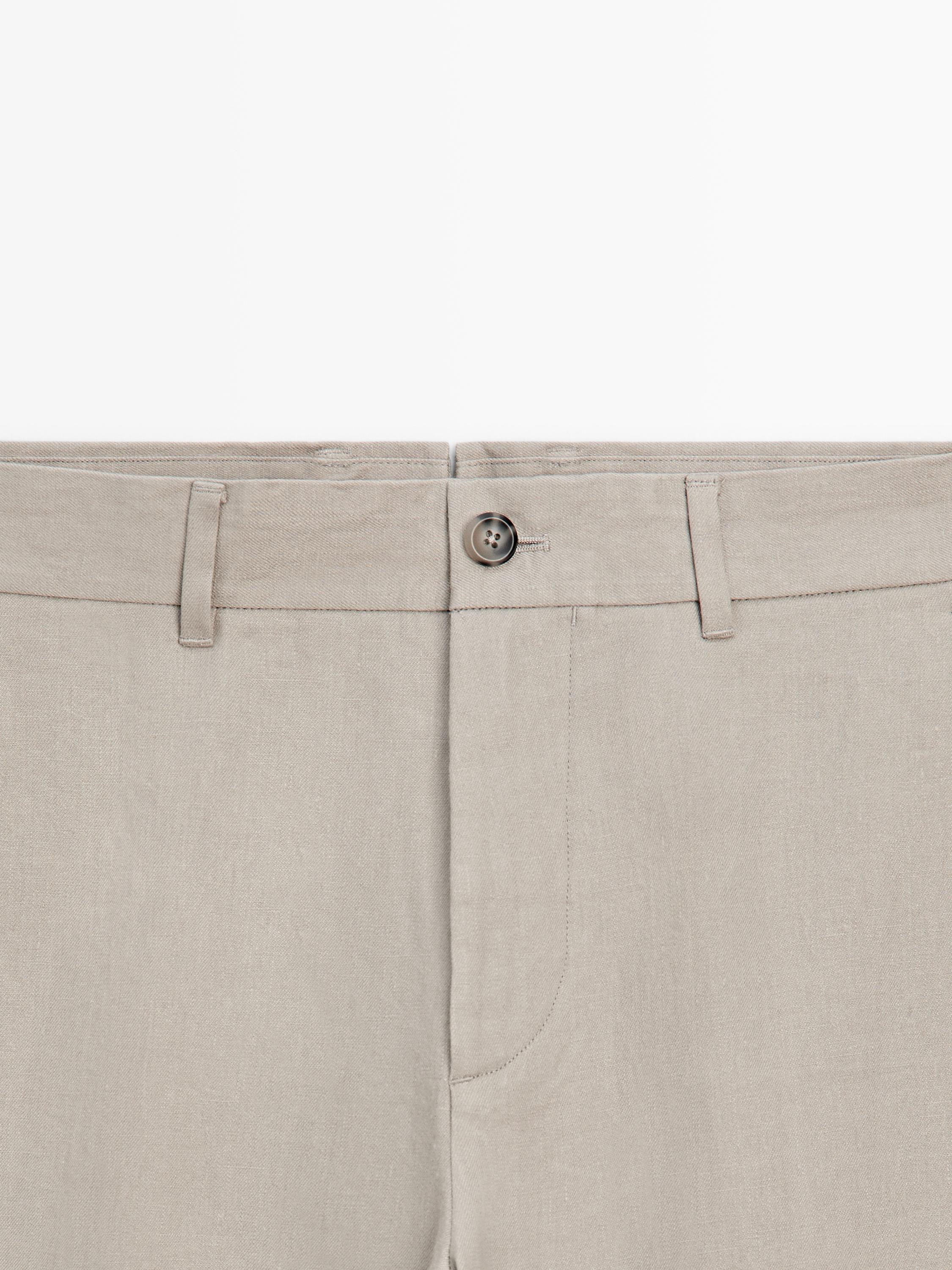 Tapered fit linen pants — BEIGE