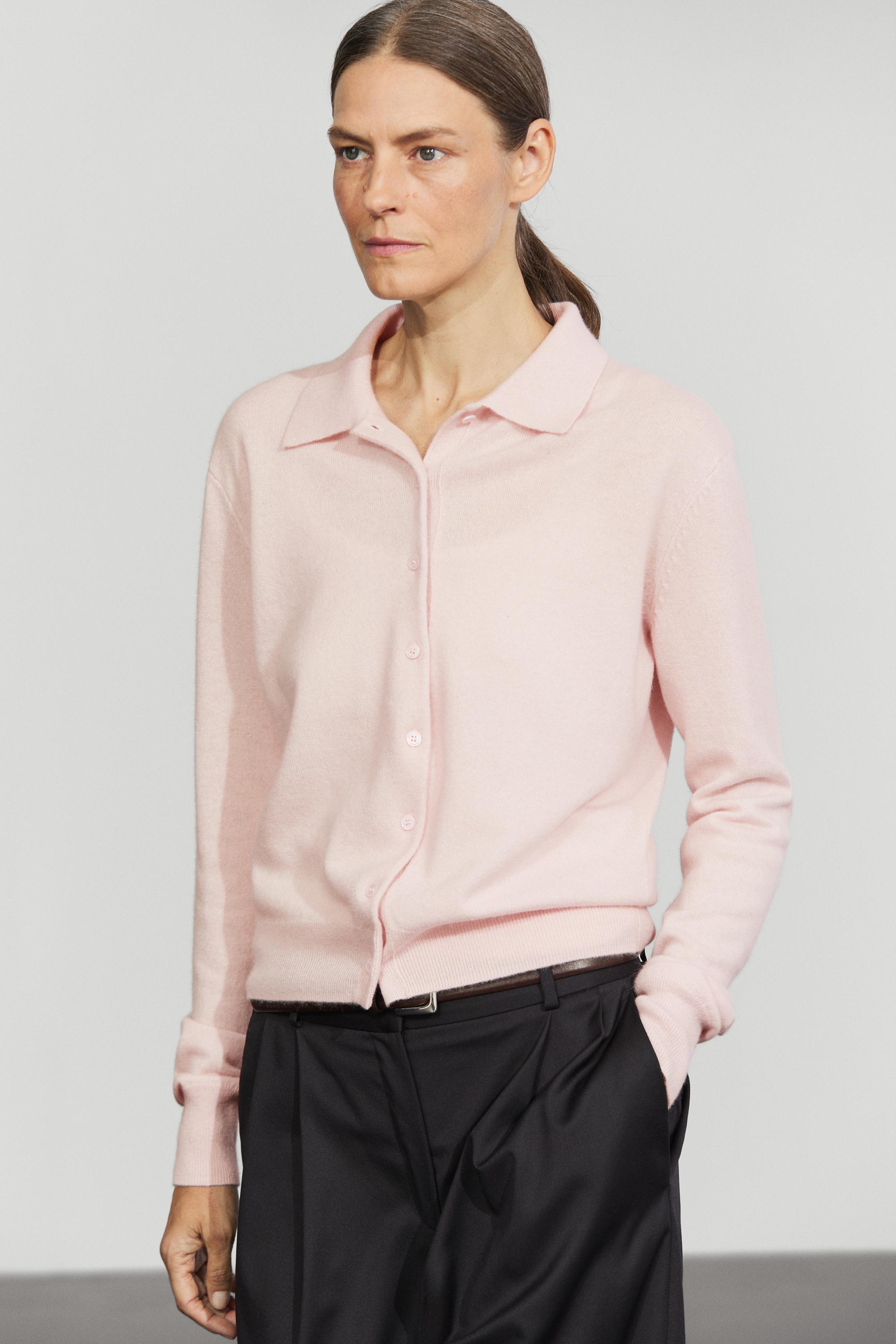 100% cashmere knit polo collar cardigan - thumbnail 3