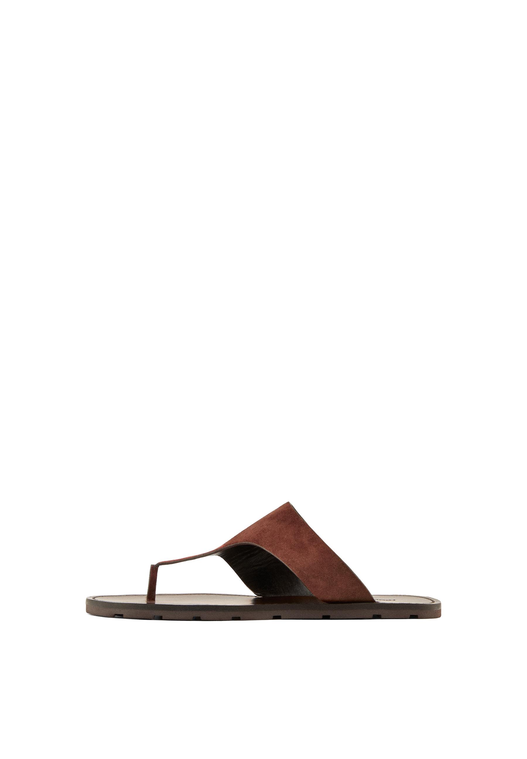 Split leather toe divider sandals — BURGUNDY