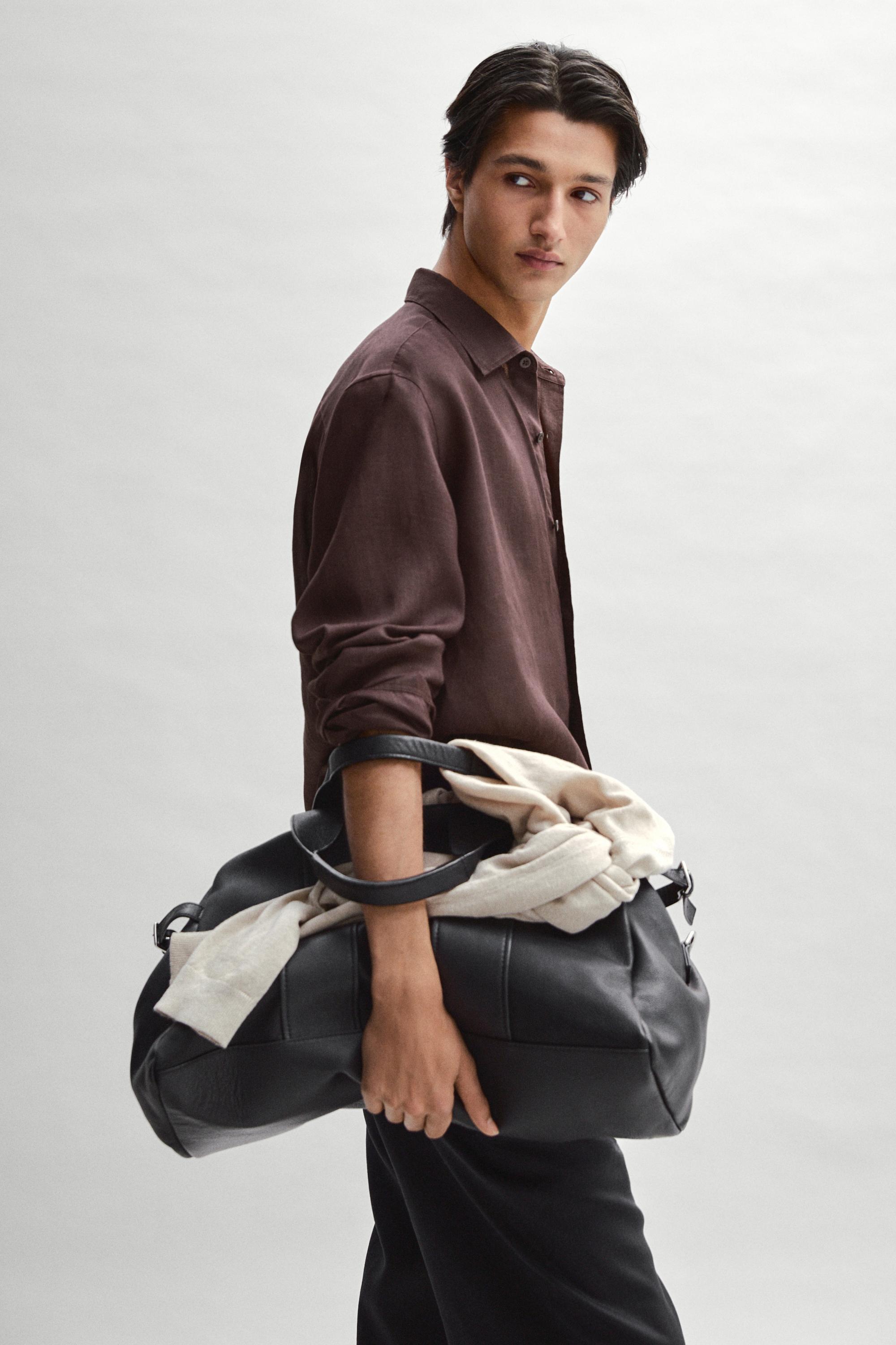 100% linen slim fit shirt — BURGUNDY