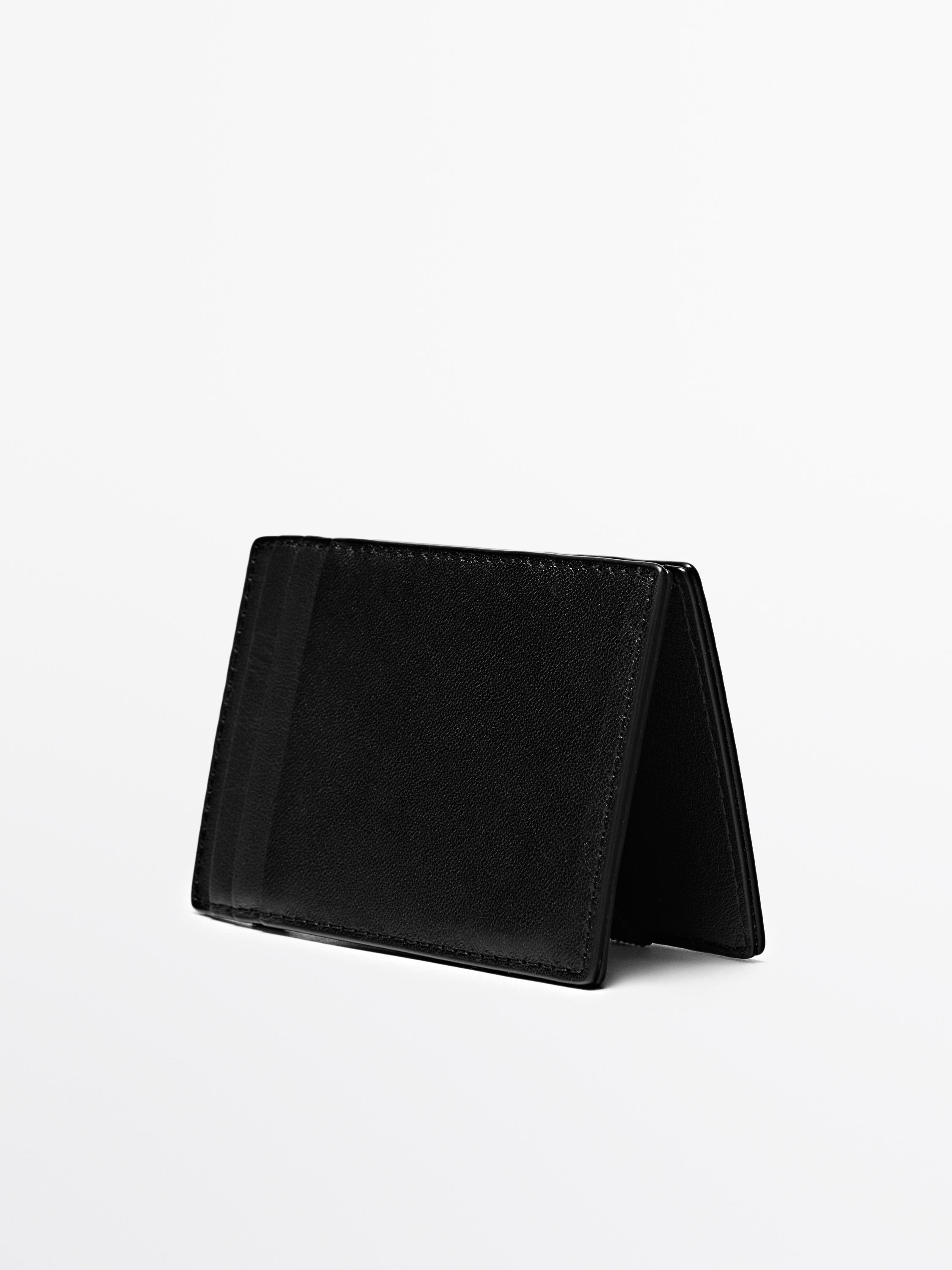 Nappa leather "magic" vertical wallet — BLACK