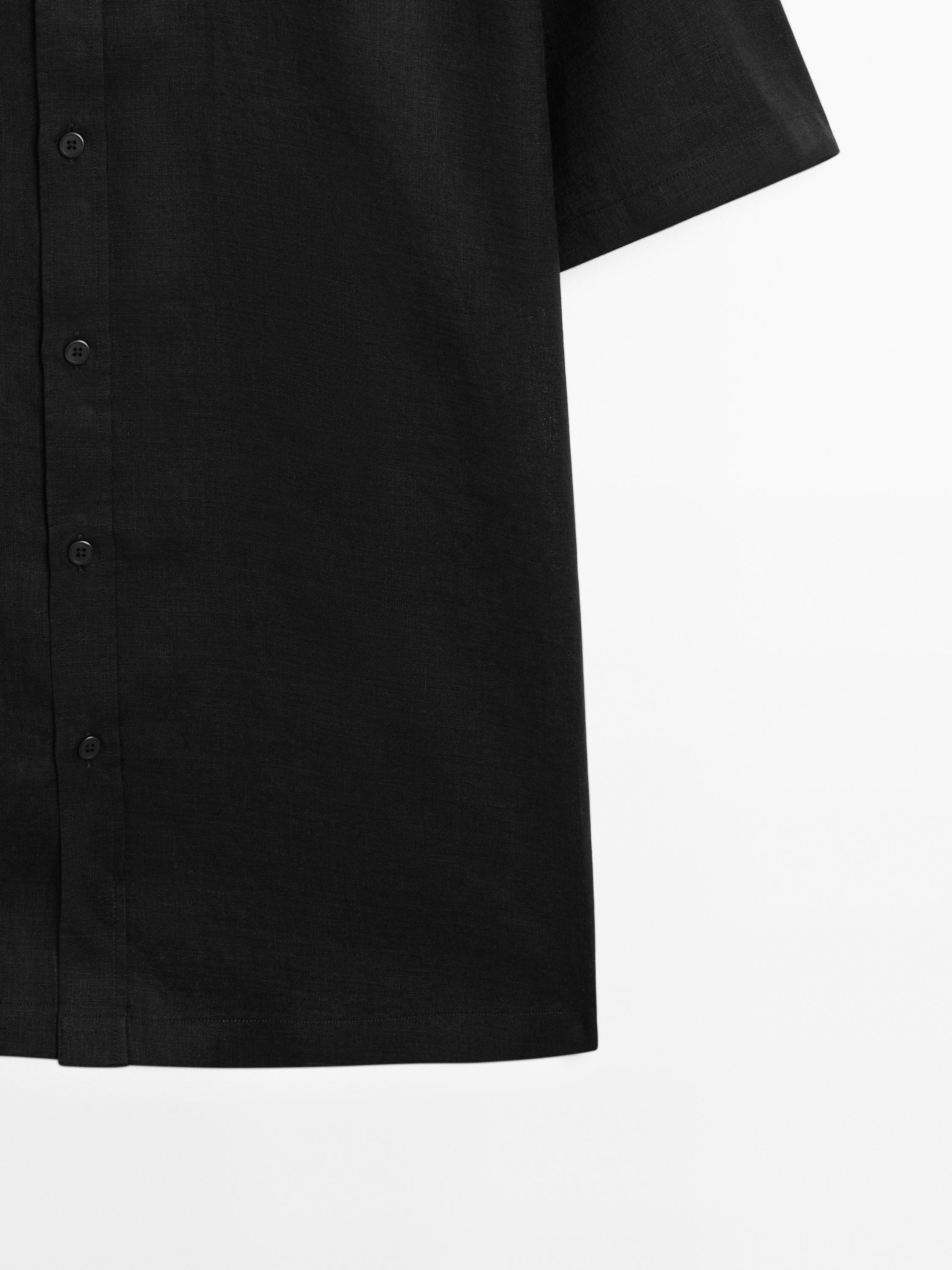 Regular fit short sleeve linen shirt