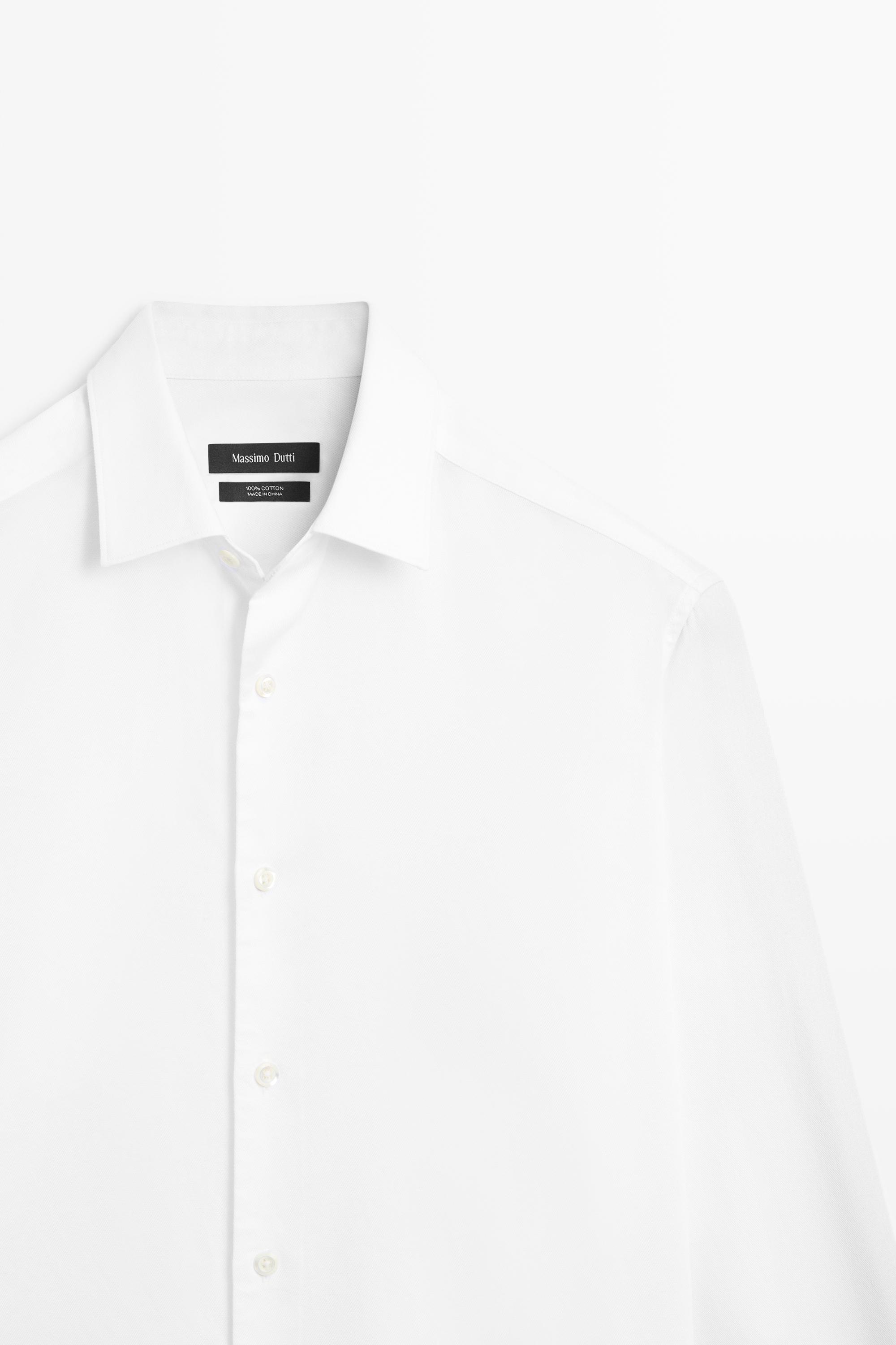 Textured 100% cotton shirt — WHITE