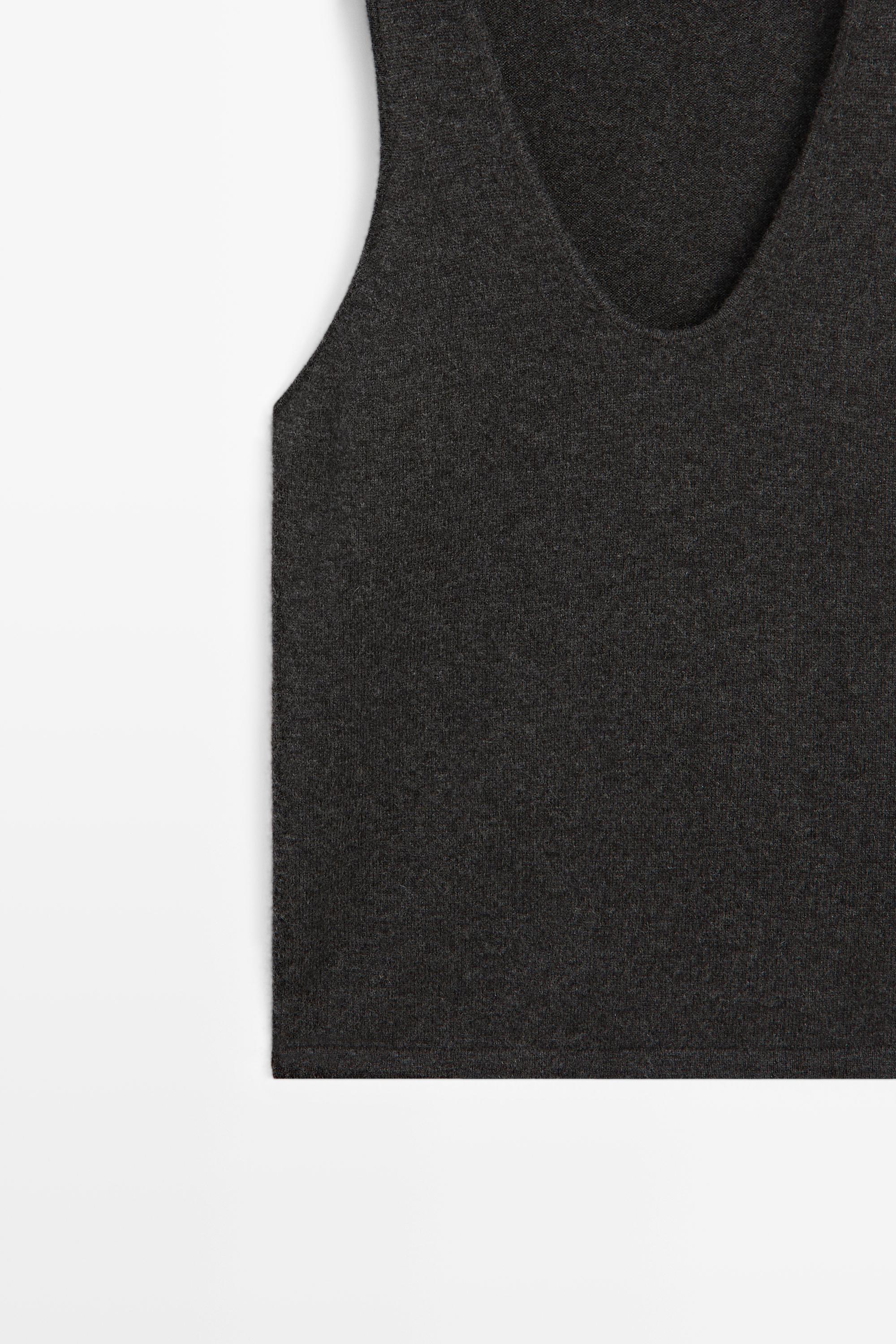 100% Cashmere Knit Top — GREY