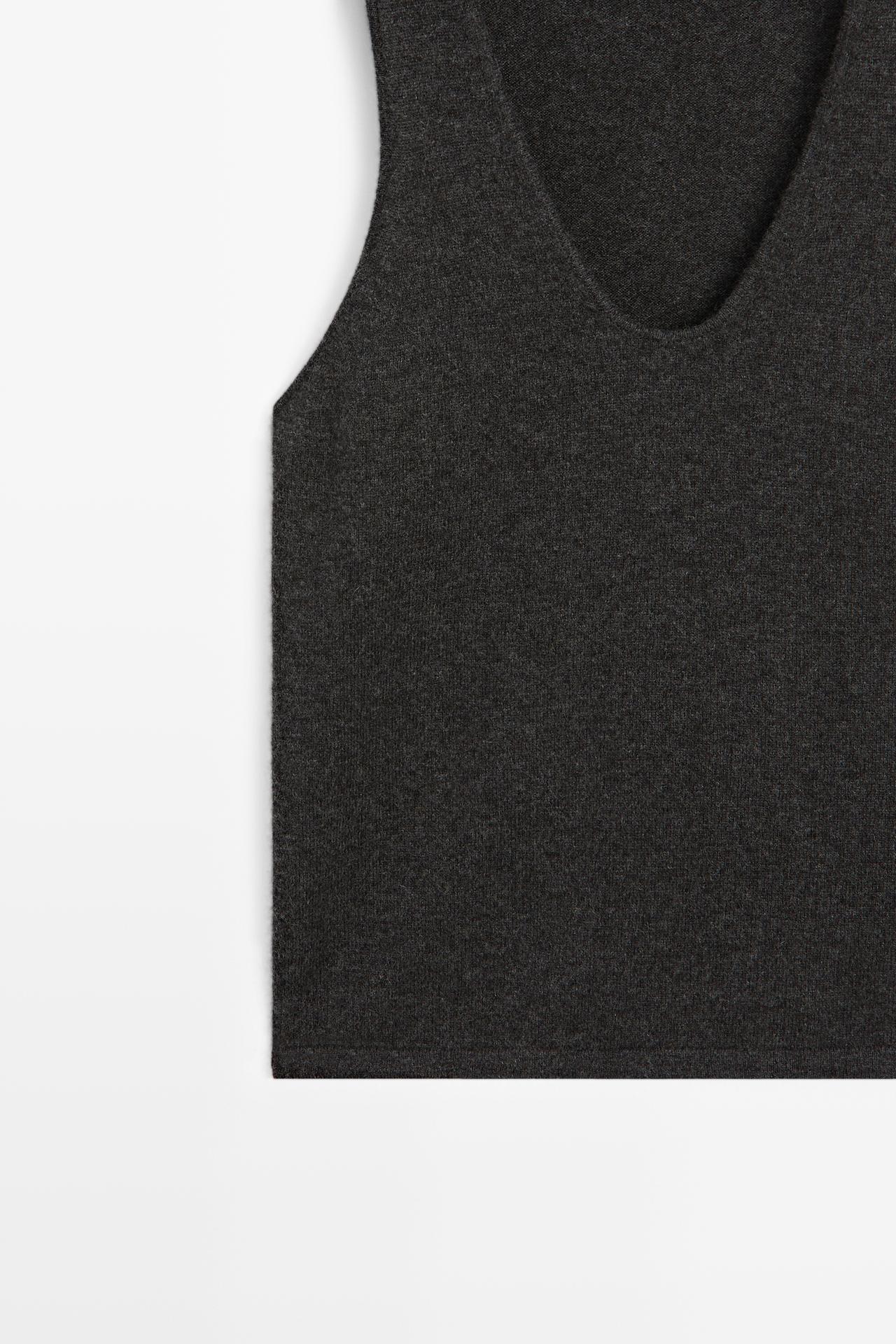 100% Cashmere Knit Top — GREY