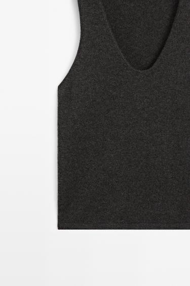 100% Cashmere Knit Top — GREY 4