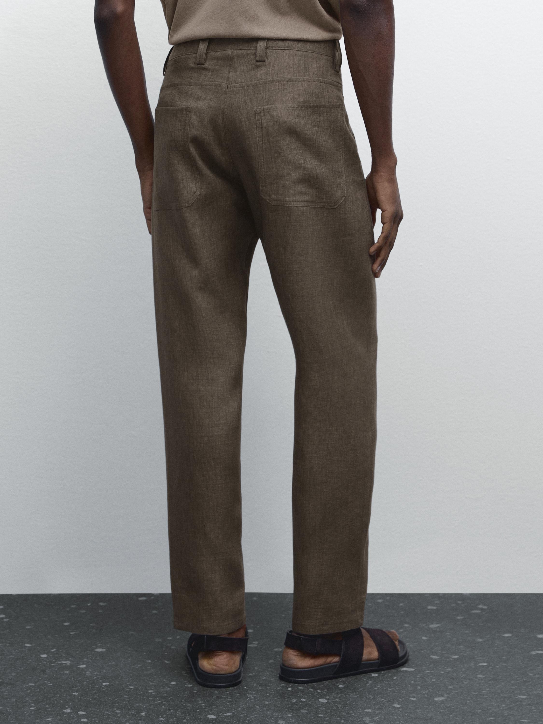 Relaxed fit linen denim trousers