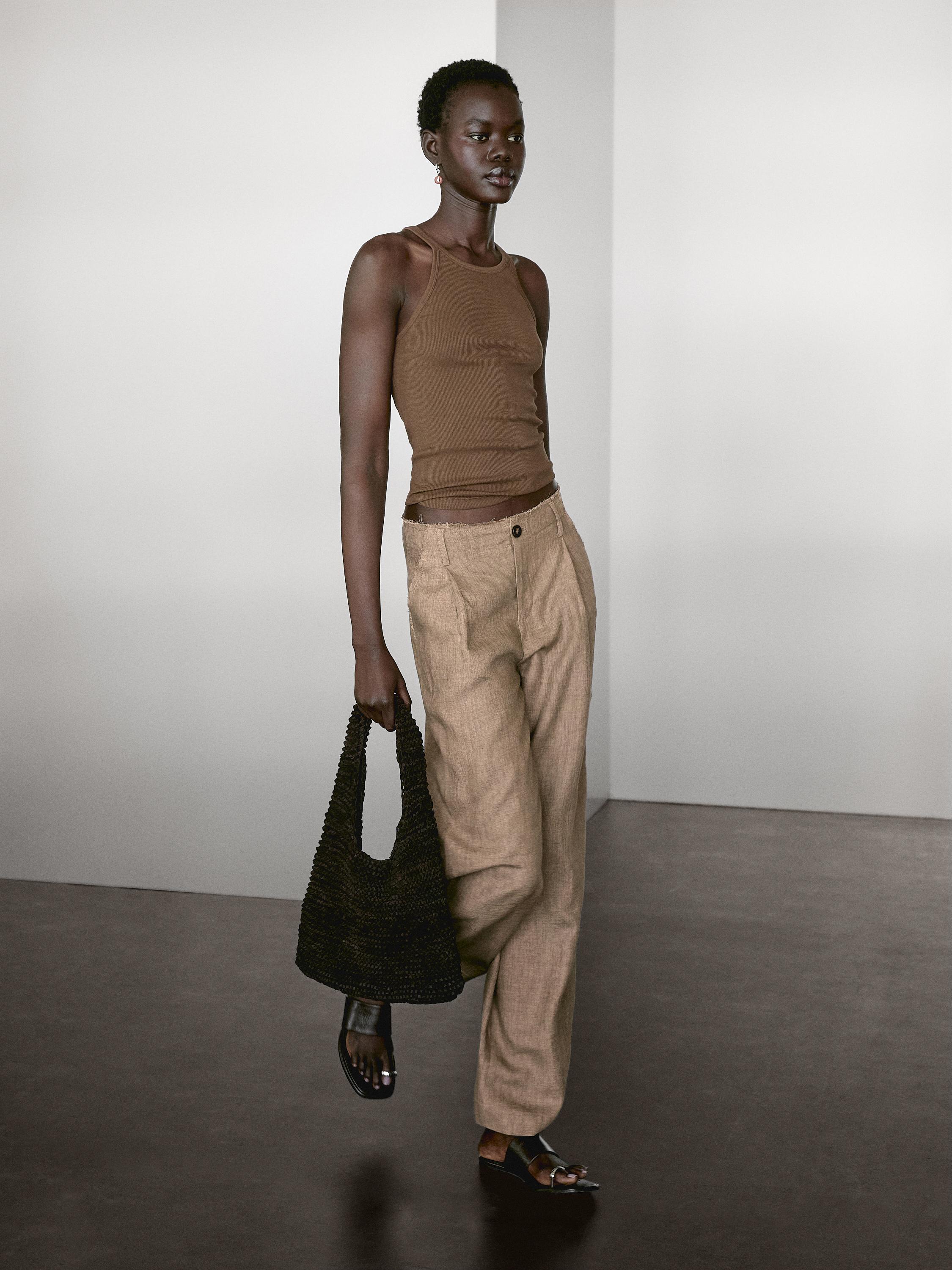 Pantalon fluide à pinces en lin