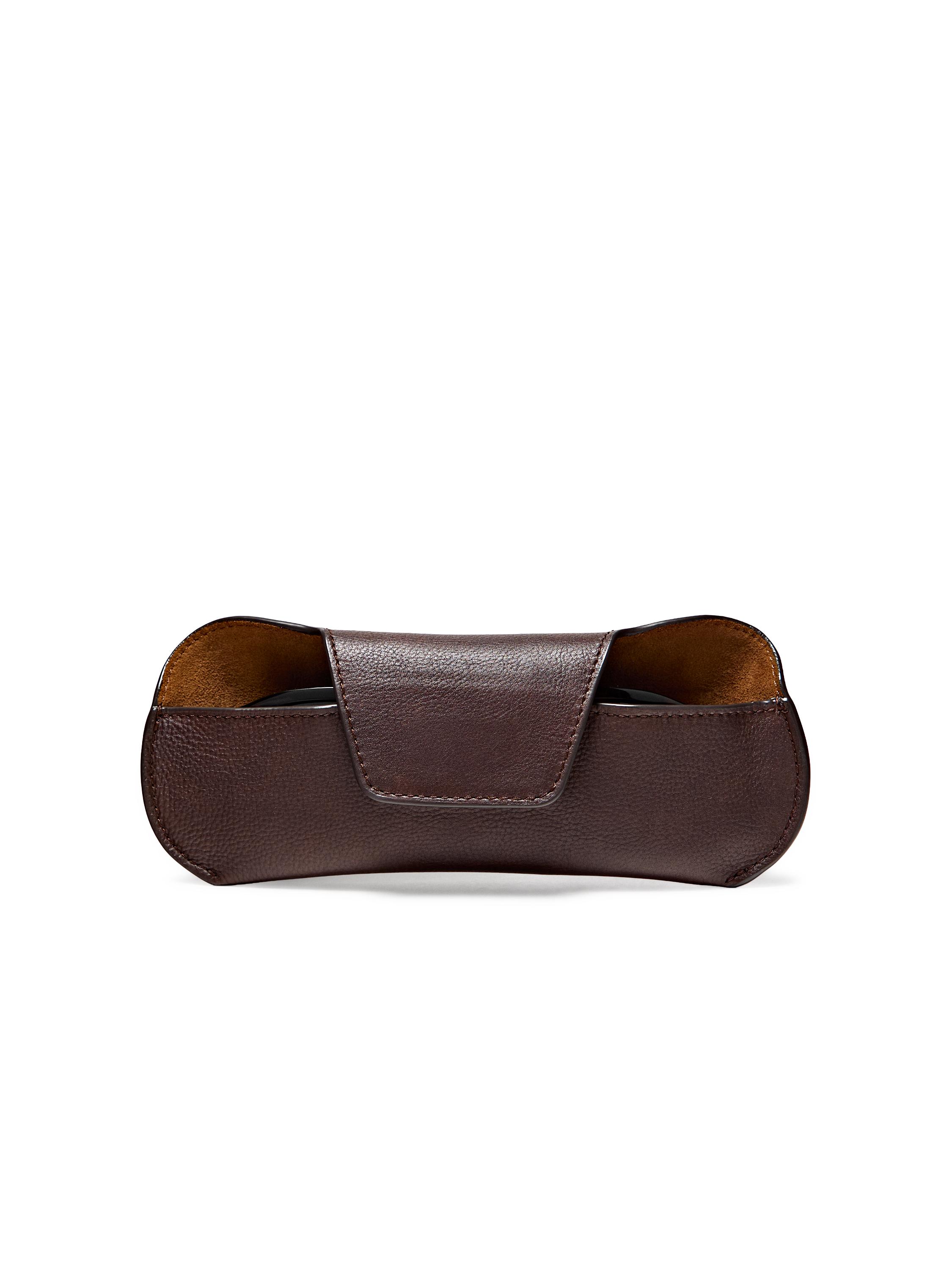 Nappa leather glasses case — BROWN