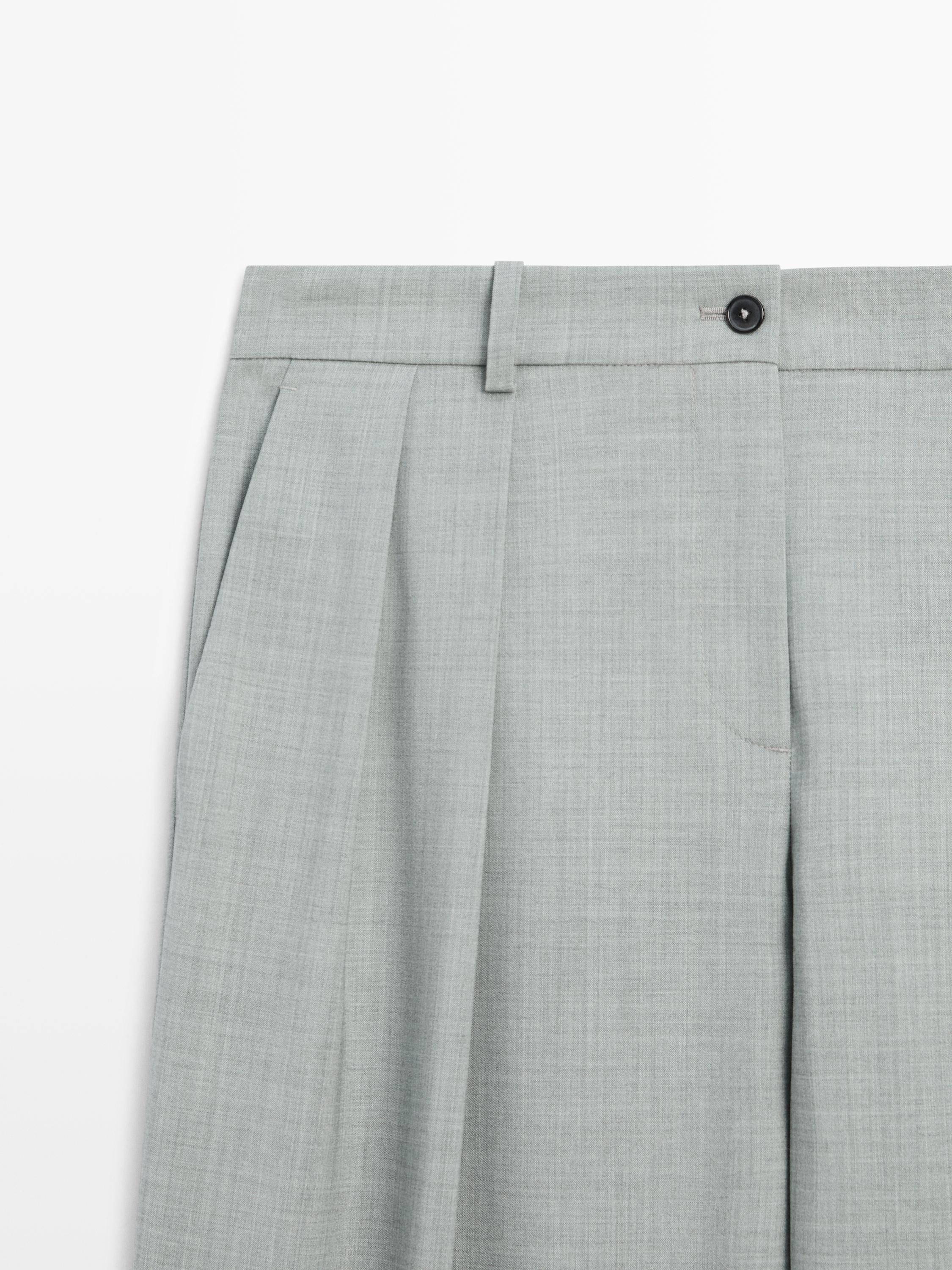 Flowing trousers with darts — BLUISH GREY