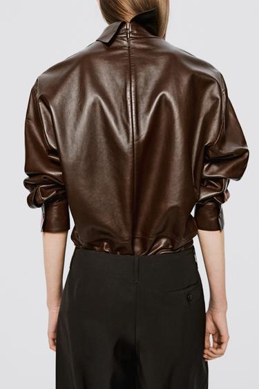 High neck leather blouse - LIMITED EDITION — Caramel 4