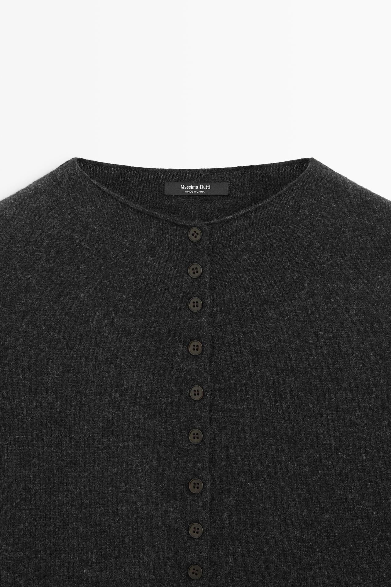 Wool-blend knit cardigan with buttons — ANTHRACITE GREY