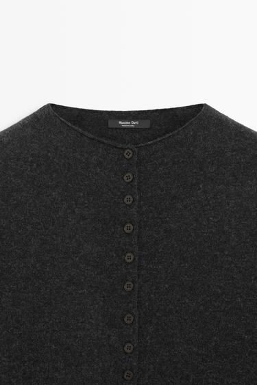 Wool-blend knit cardigan with buttons — ANTHRACITE GREY 8