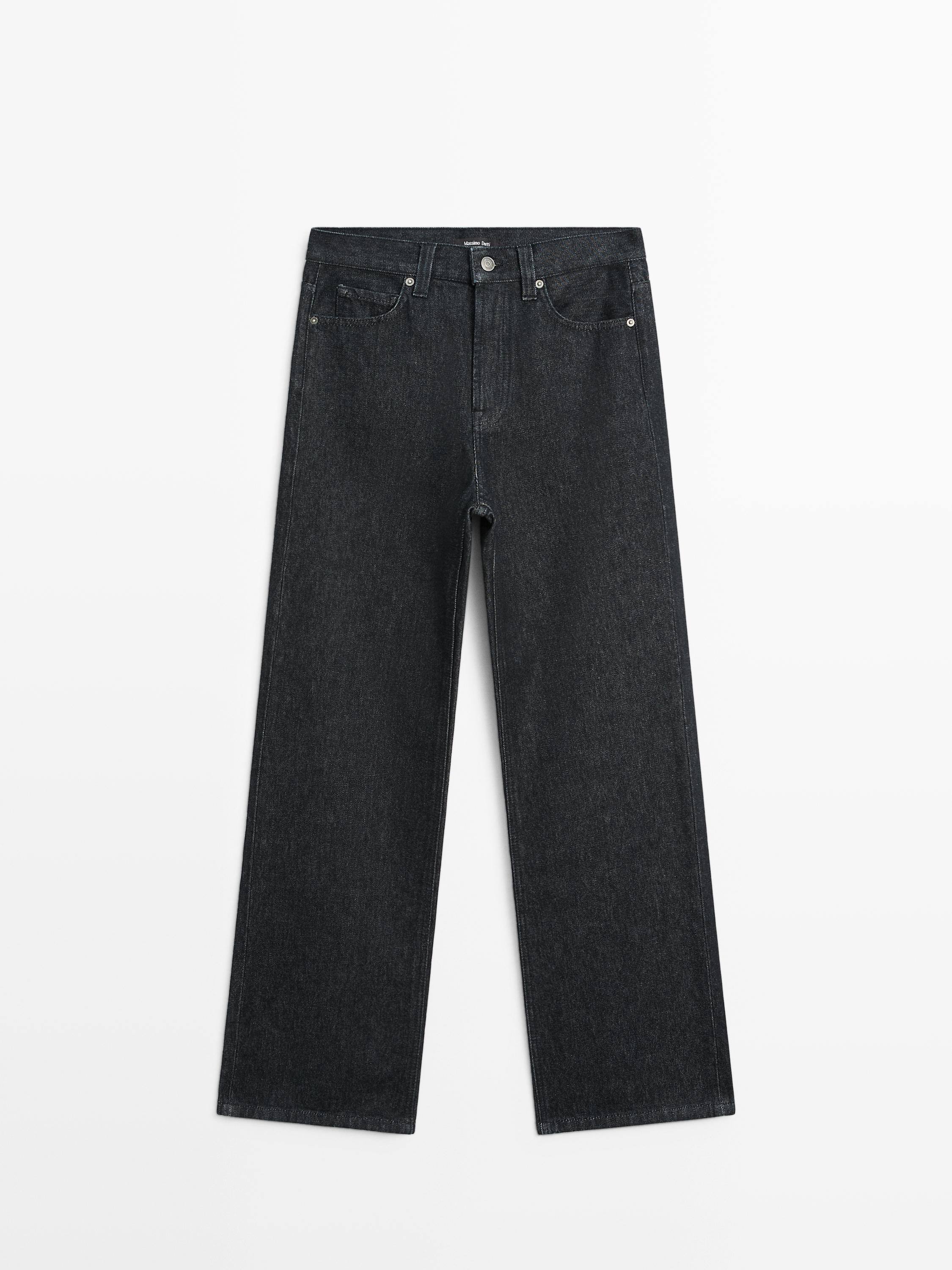 Jeans wide leg tiro alto