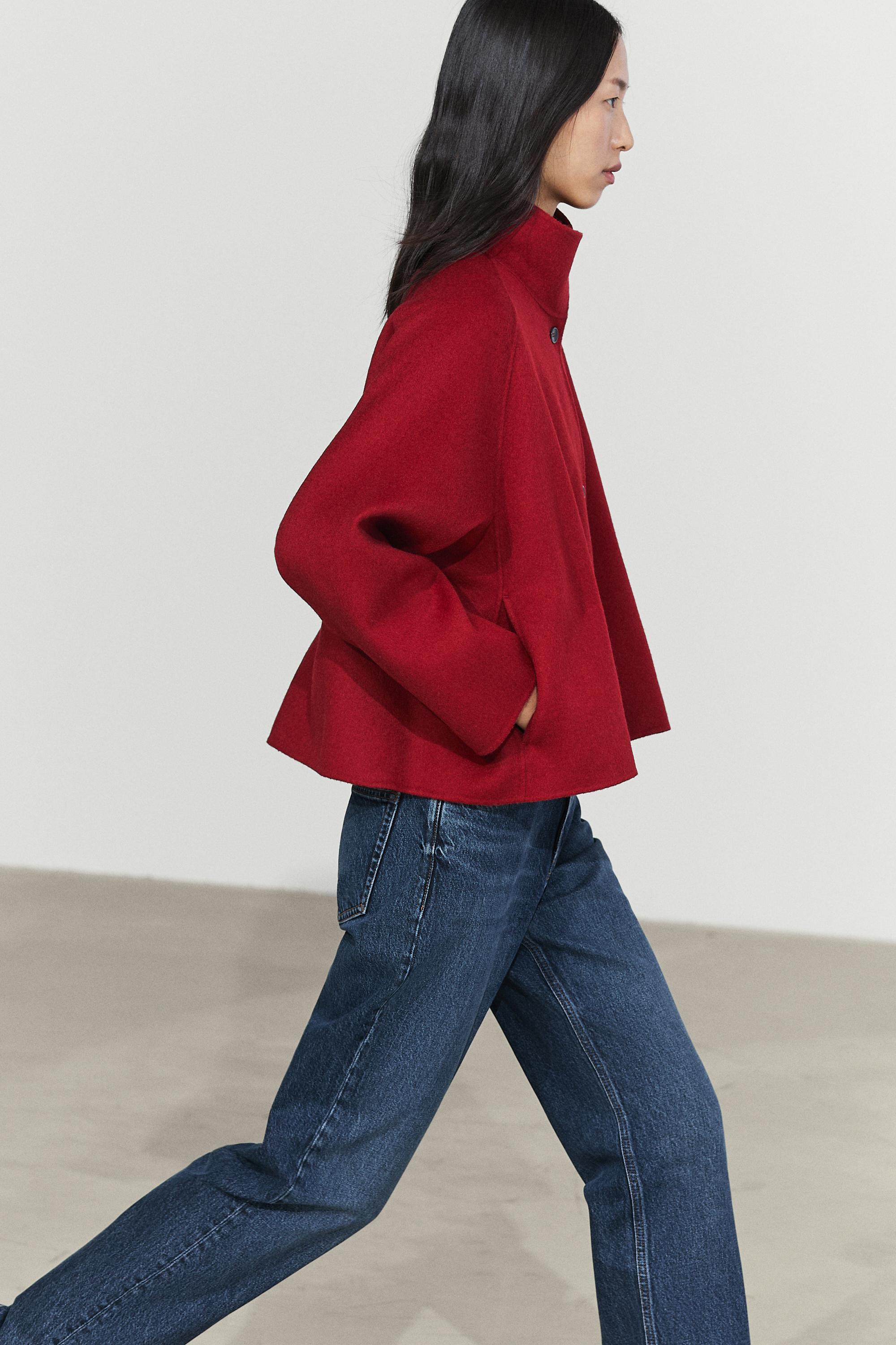 Short wool blend stand collar coat - thumbnail 5