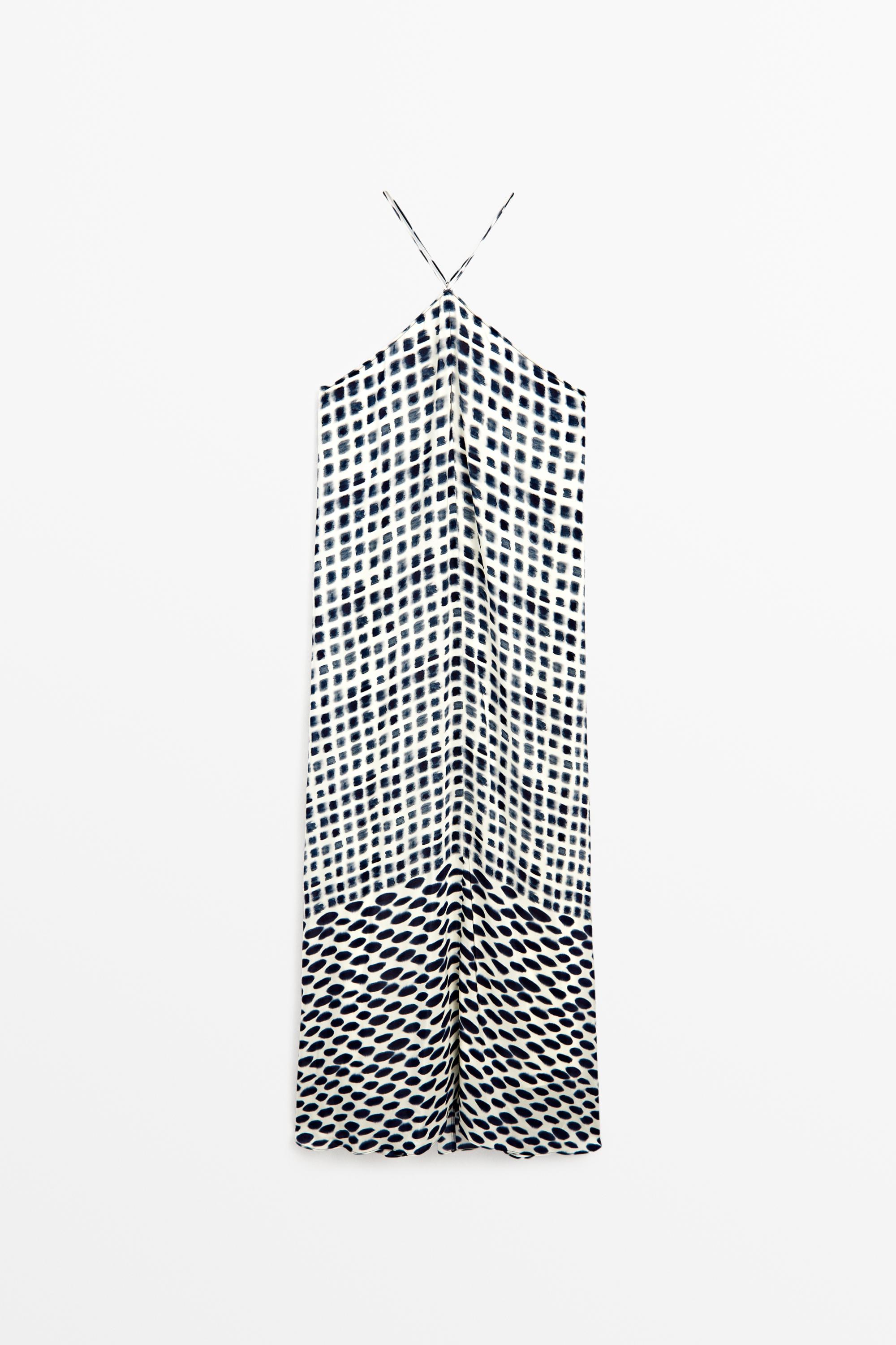 Printed flared midi dress — WHITE