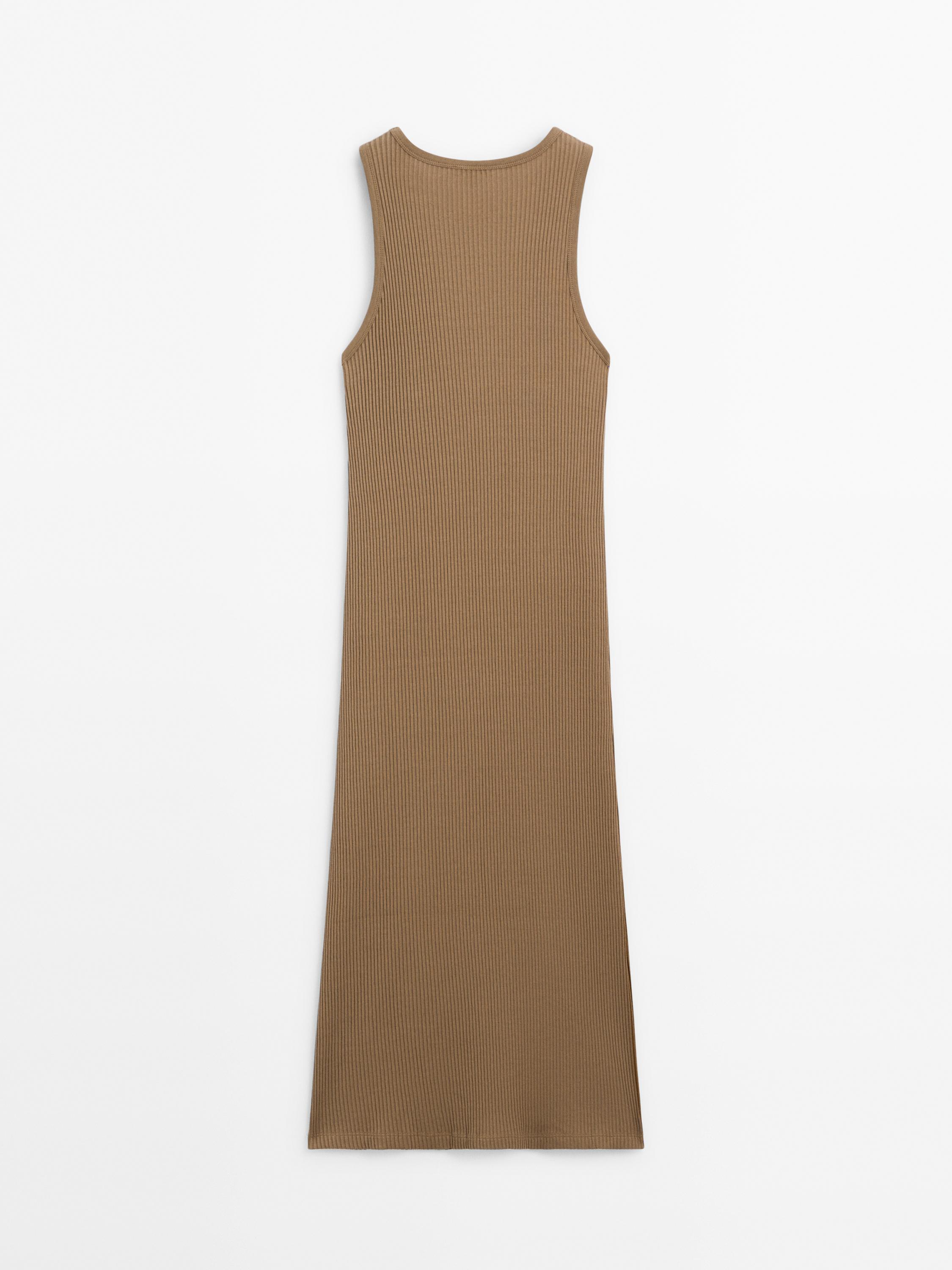 100% cotton ribbed midi dress