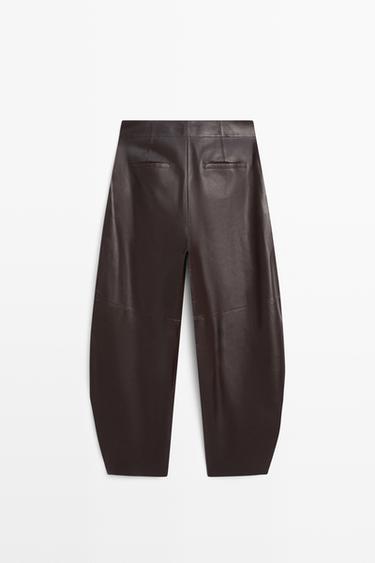 Barrel fit nappa leather pants — BROWN 6