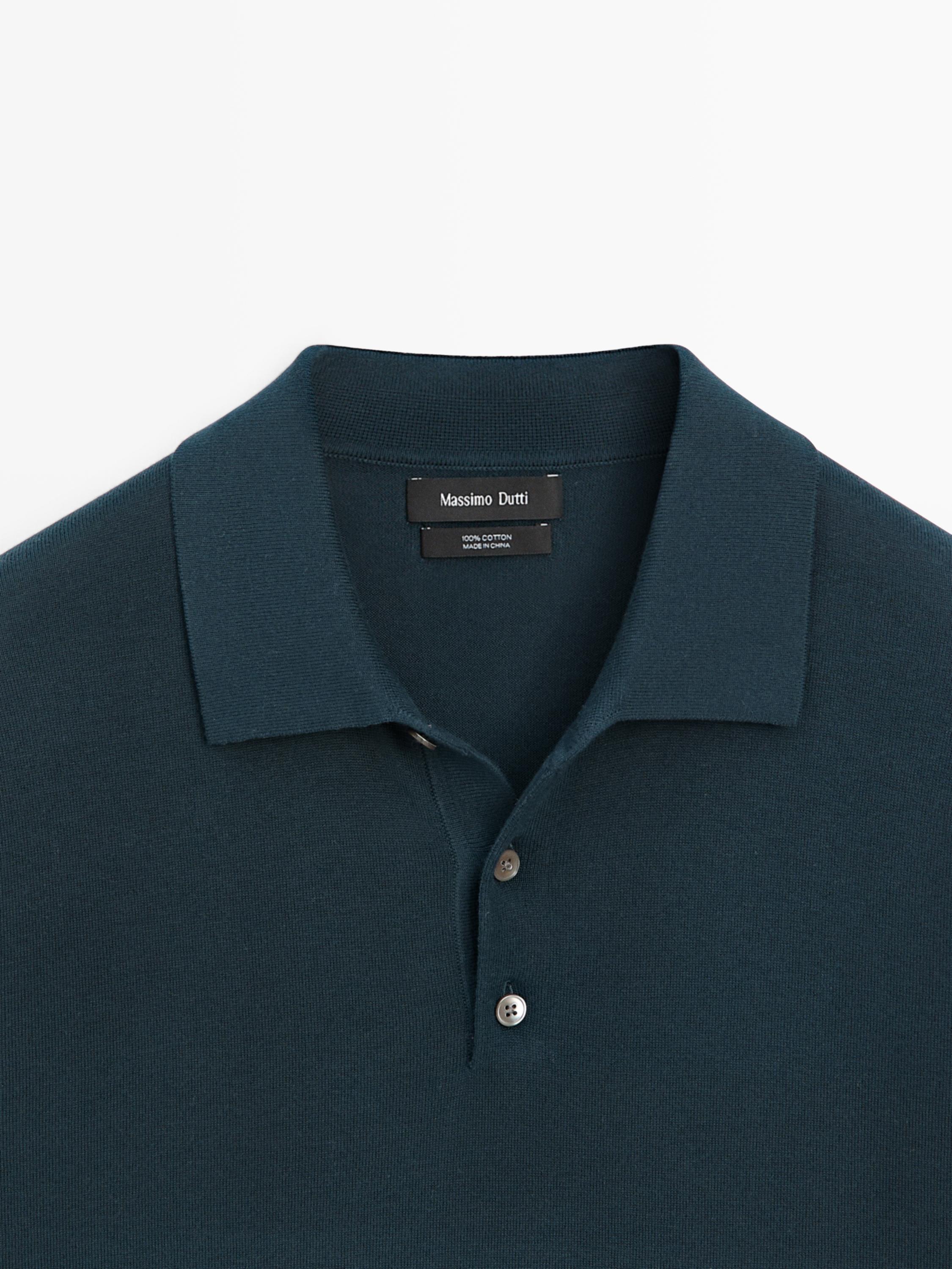 100% cotton knit polo shirt — BLUE
