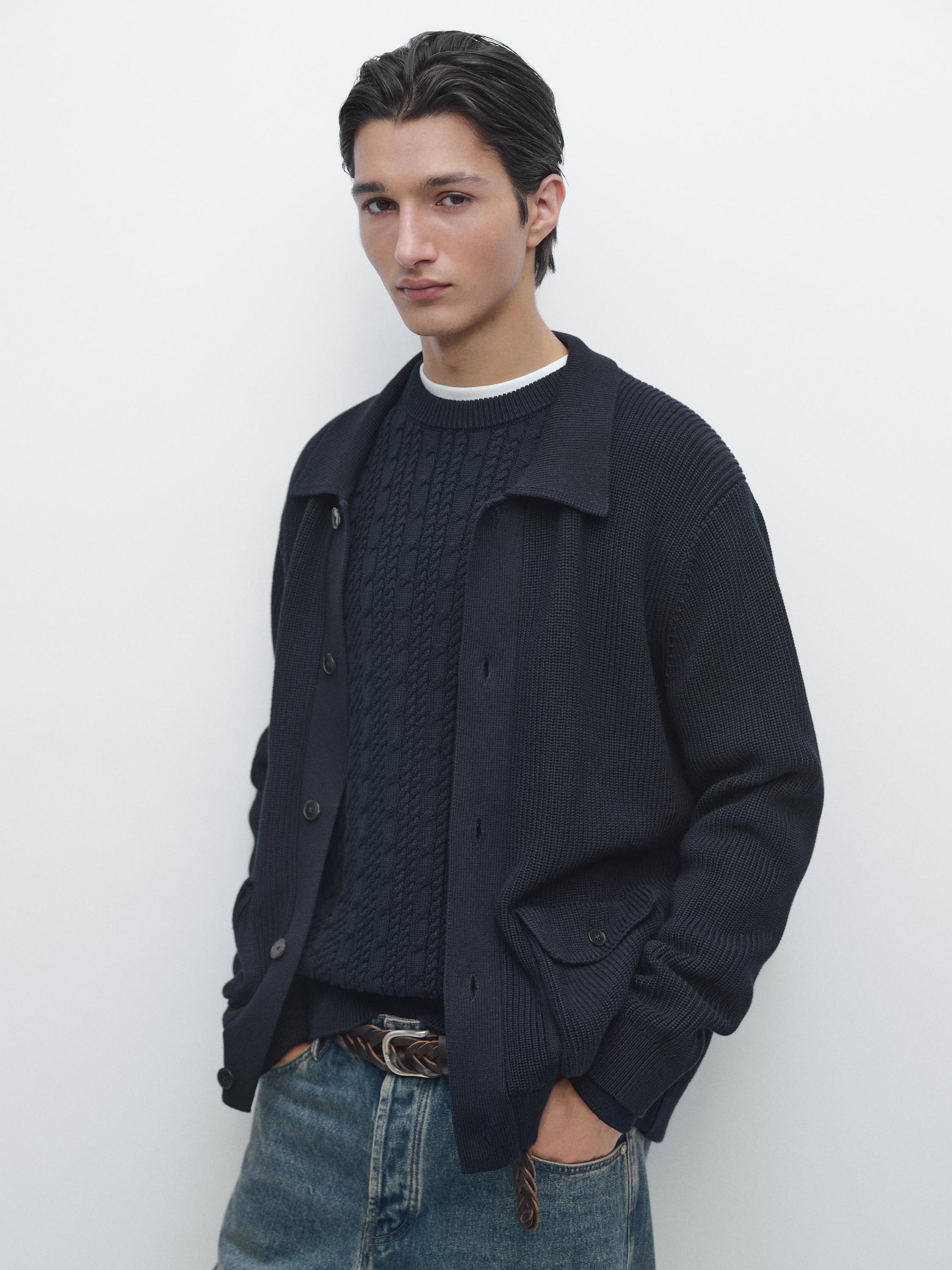 Cardigan avec poches en coton