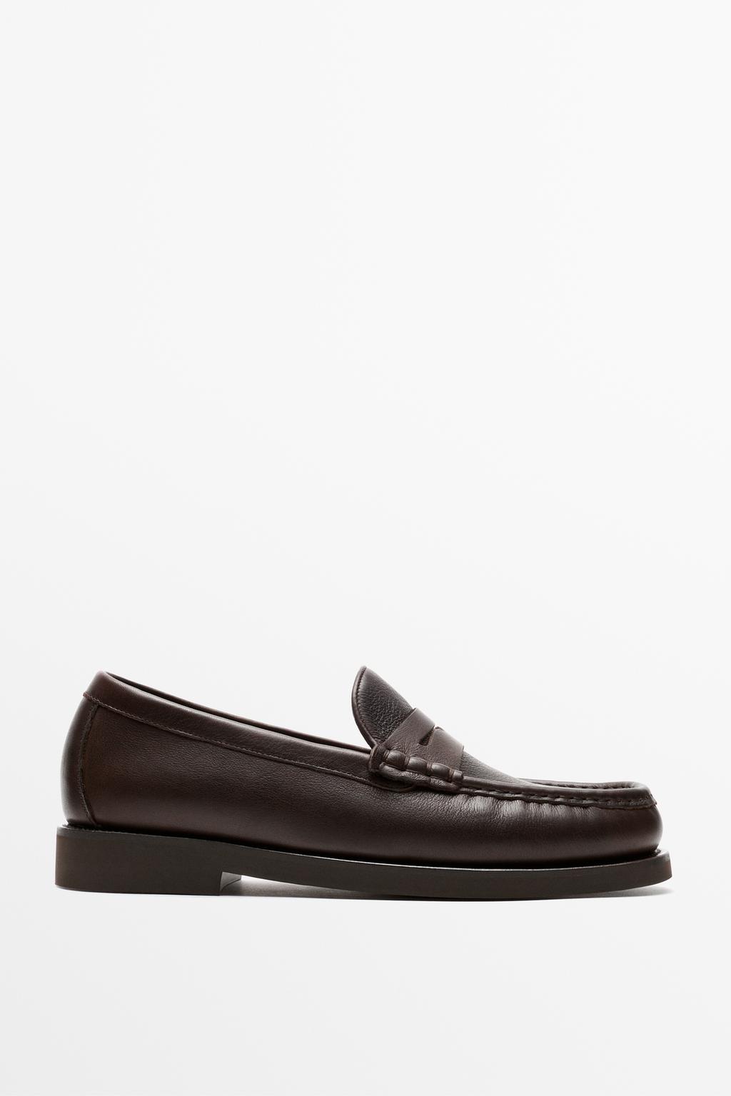 Leather penny loafer