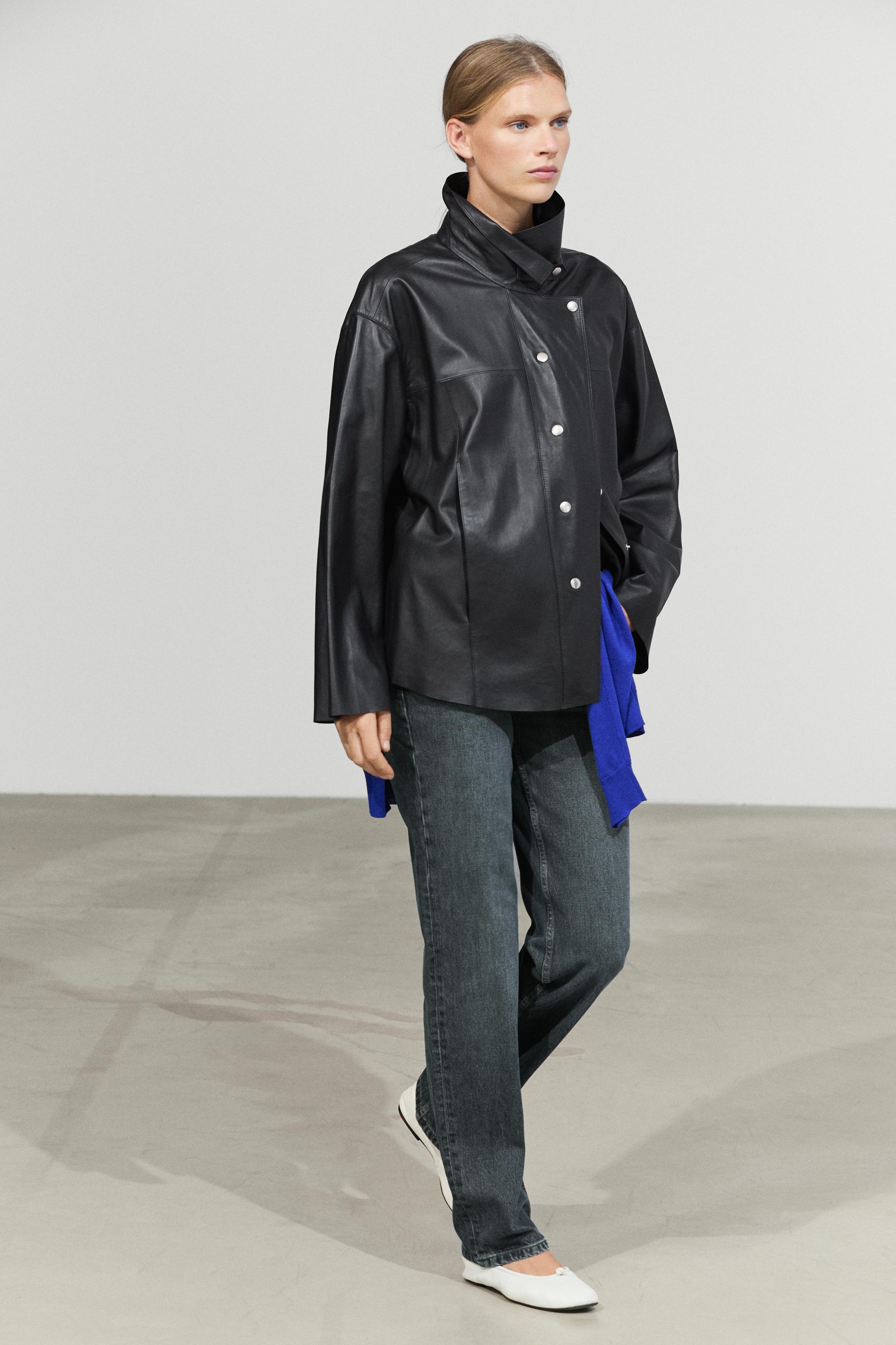 Veste détails boutons cuir