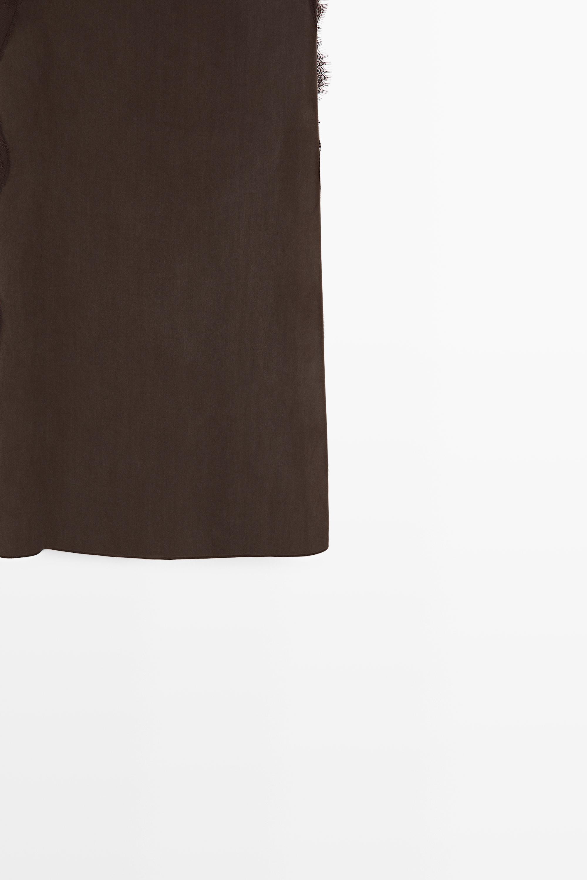 Total look camisole dress with lace detail — Chocolate