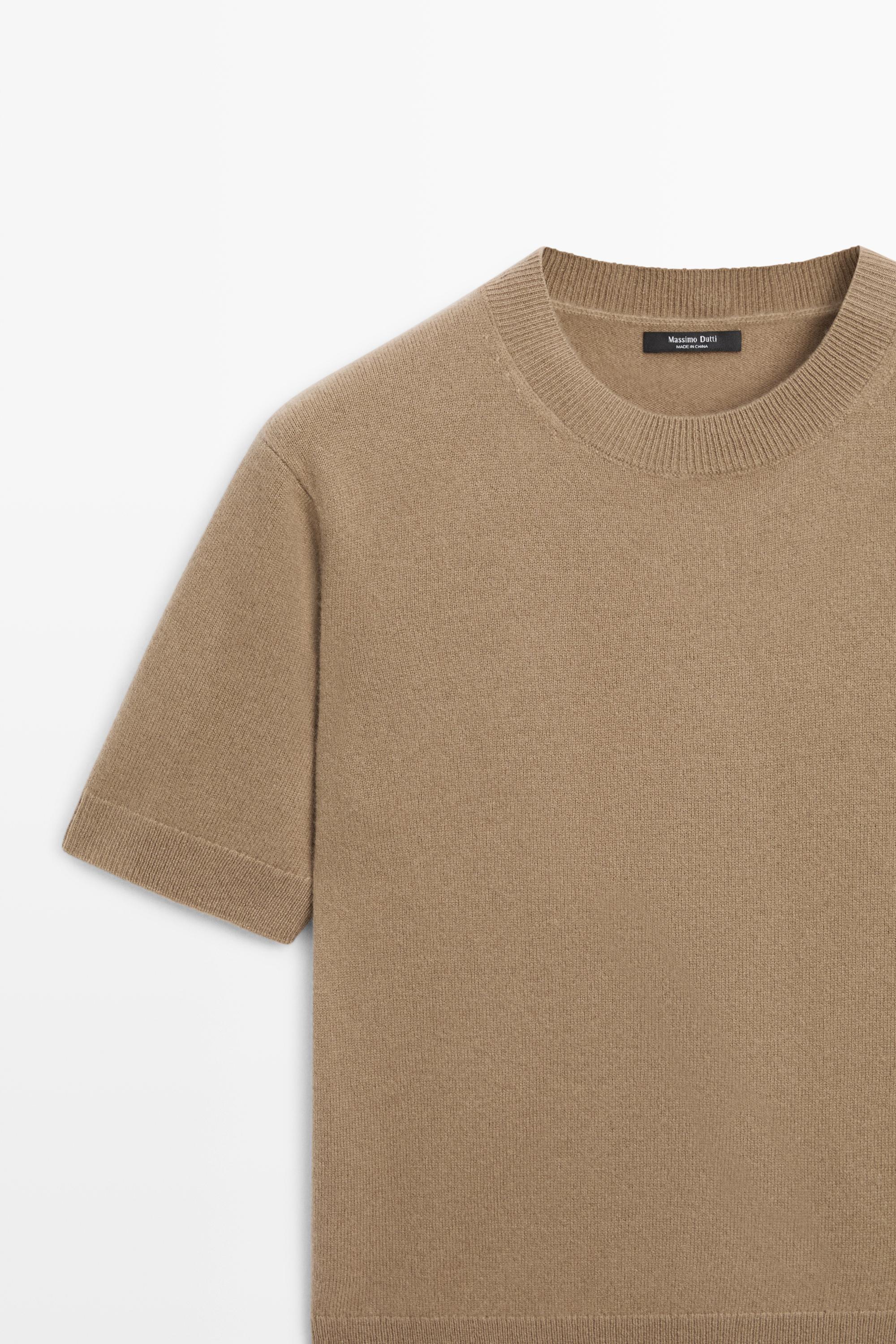 Wool blend short-sleeve knit sweater — GREENISH