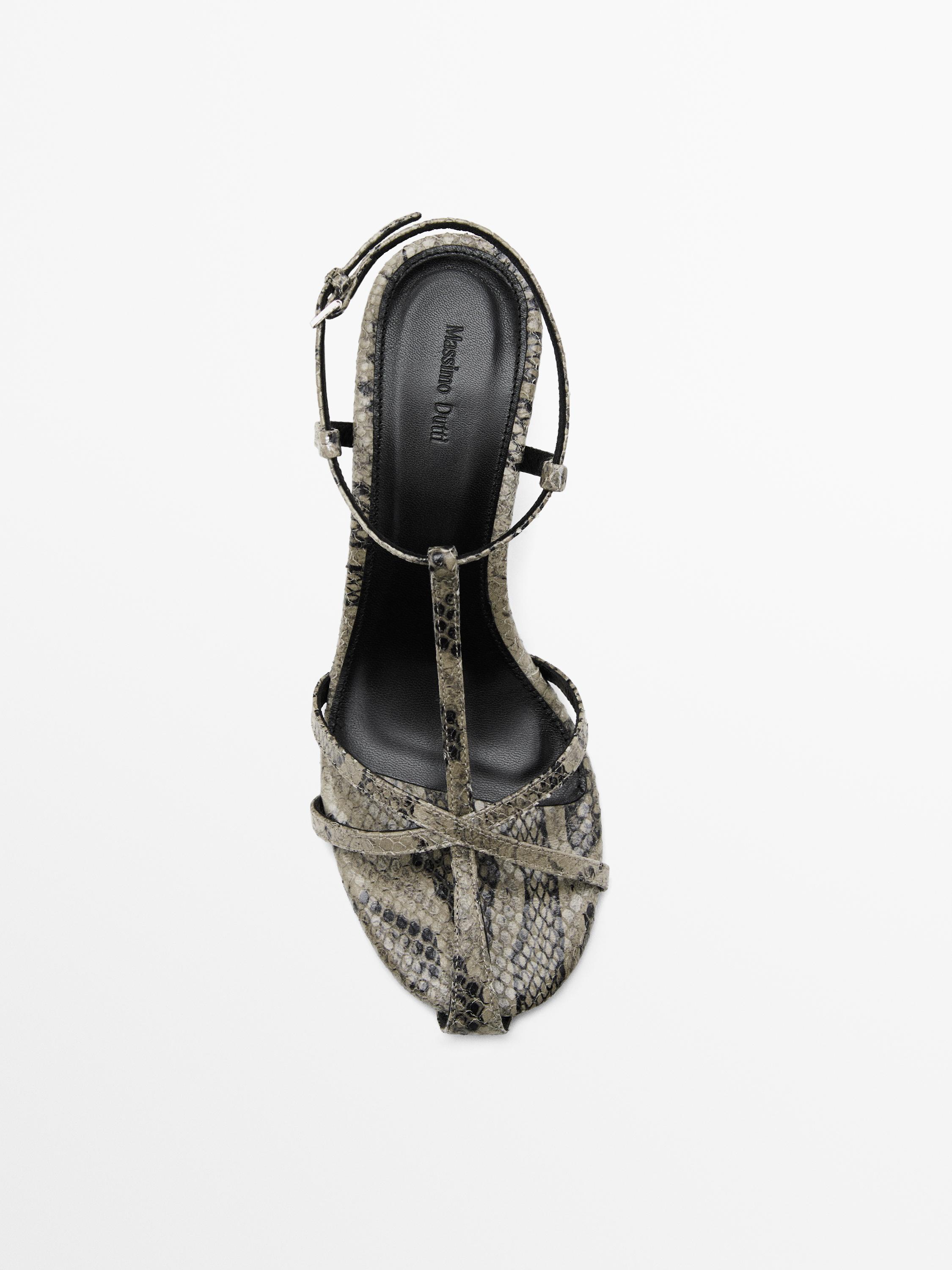 Printed heeled sandals