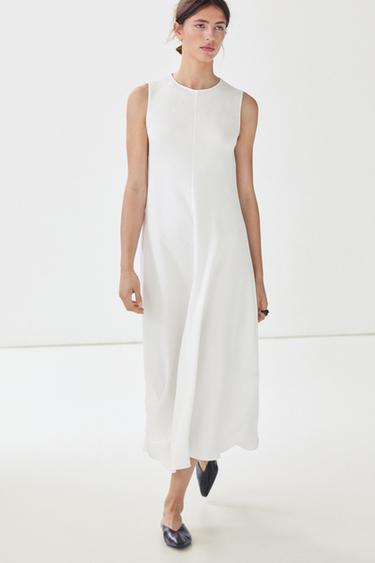 Flowing linen midi dress — WHITE 3