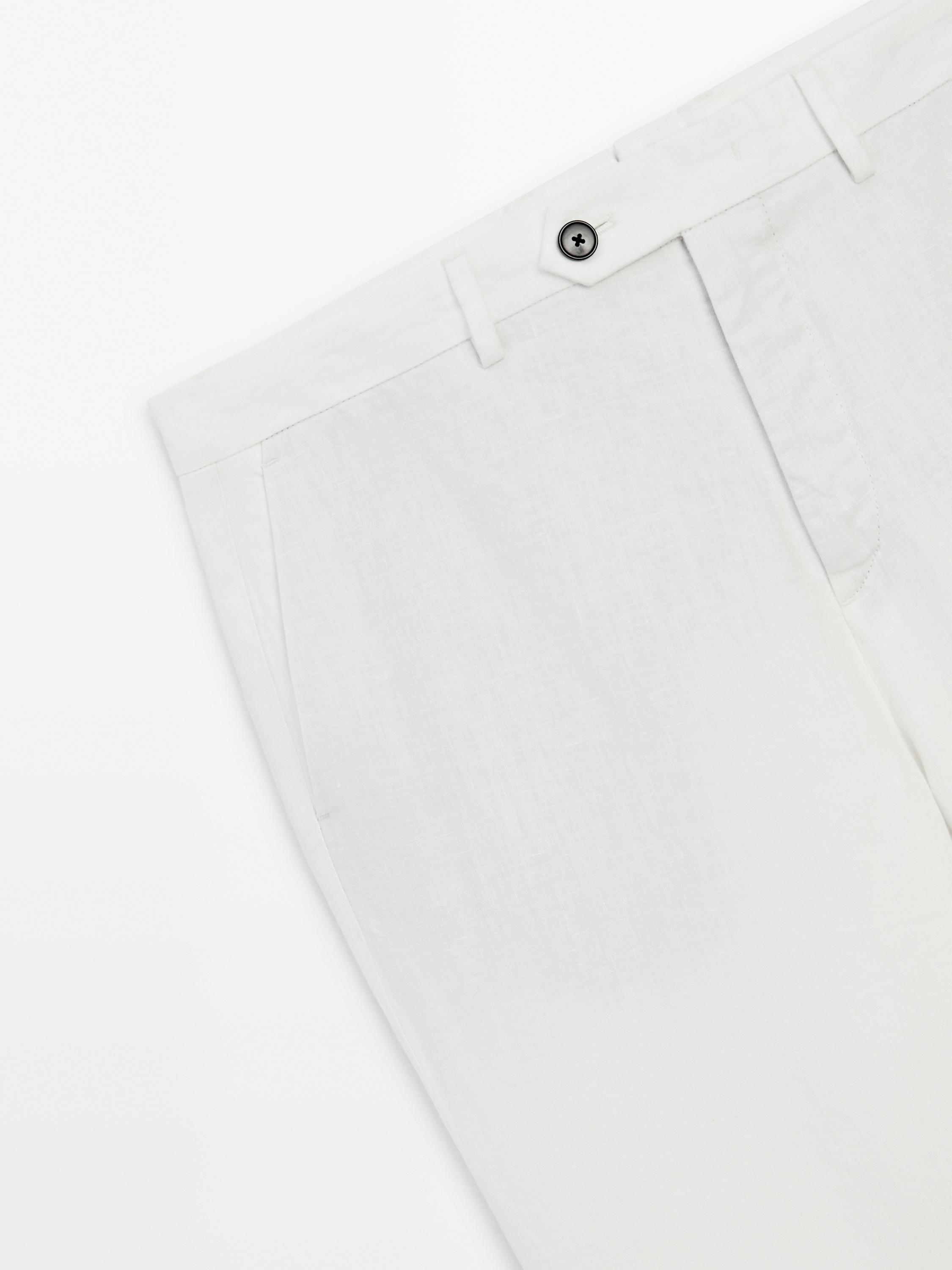 100% linen tapered fit trousers