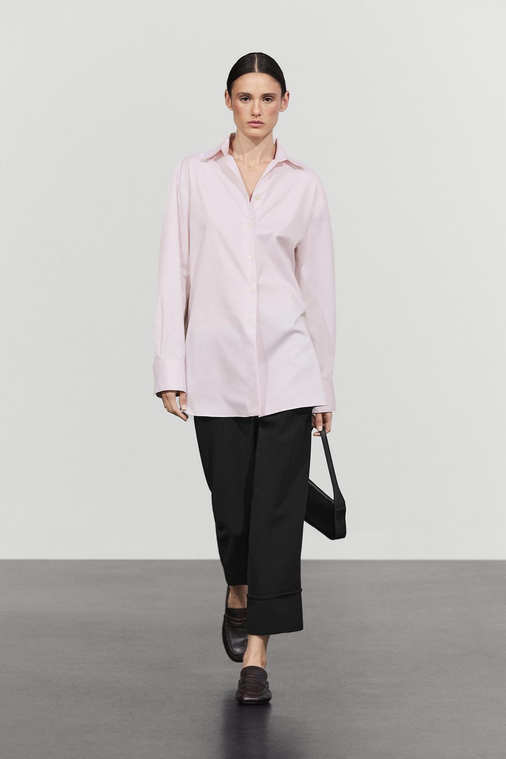 Massimo Dutti Uzun 100% pambıq poplin köynək