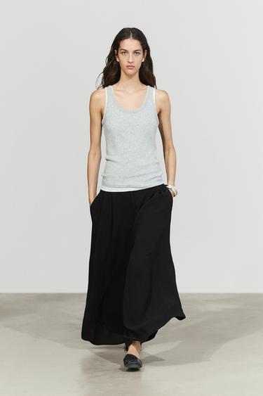 Voluminous wide-leg pleated pants — BLACK 1