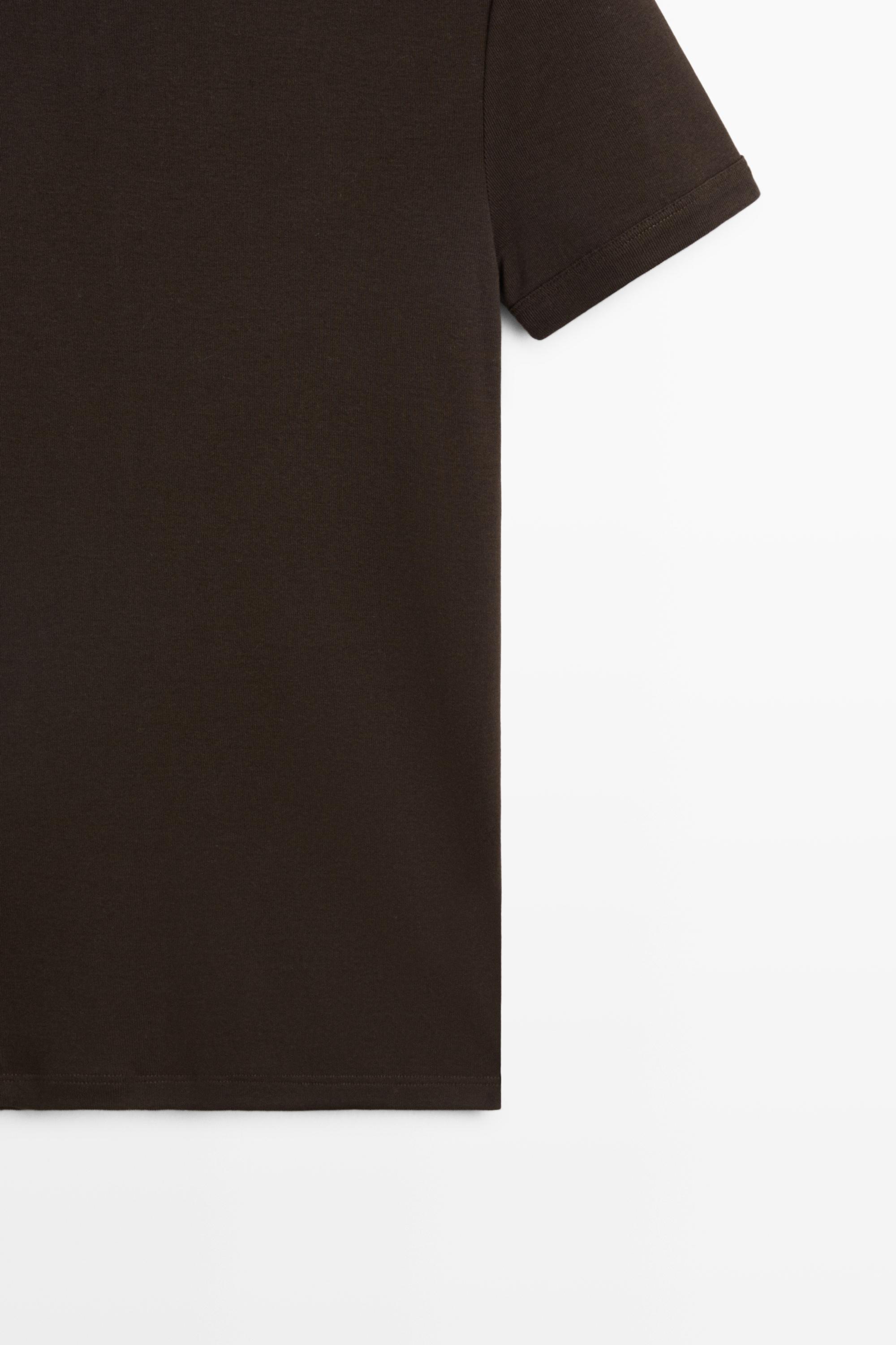 Ribbed short sleeve T-shirt — BROWN