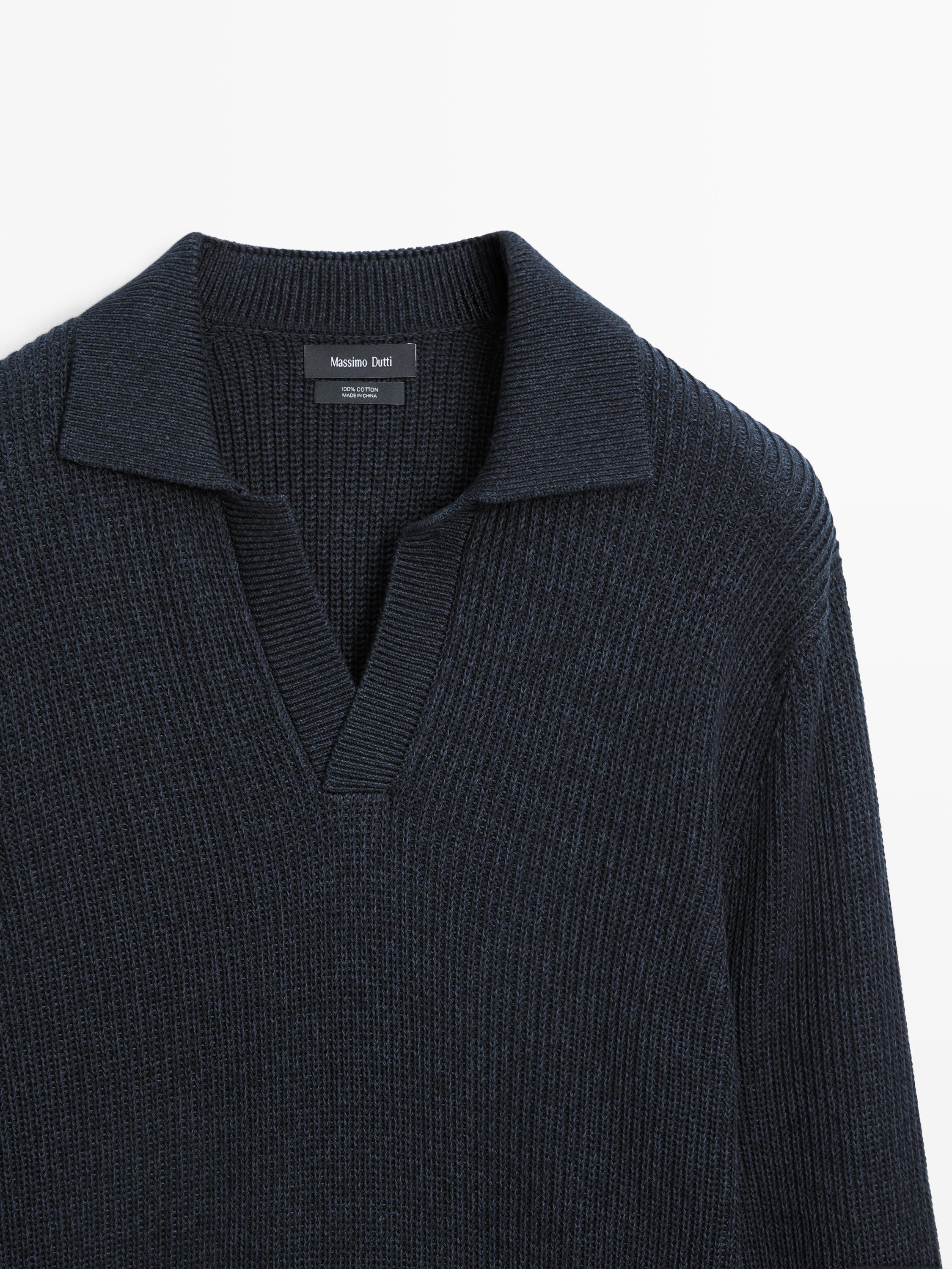 Cotton knit polo sweater