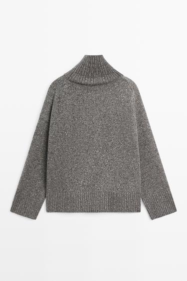 Wool-blend knit turtleneck sweater — GREY 6